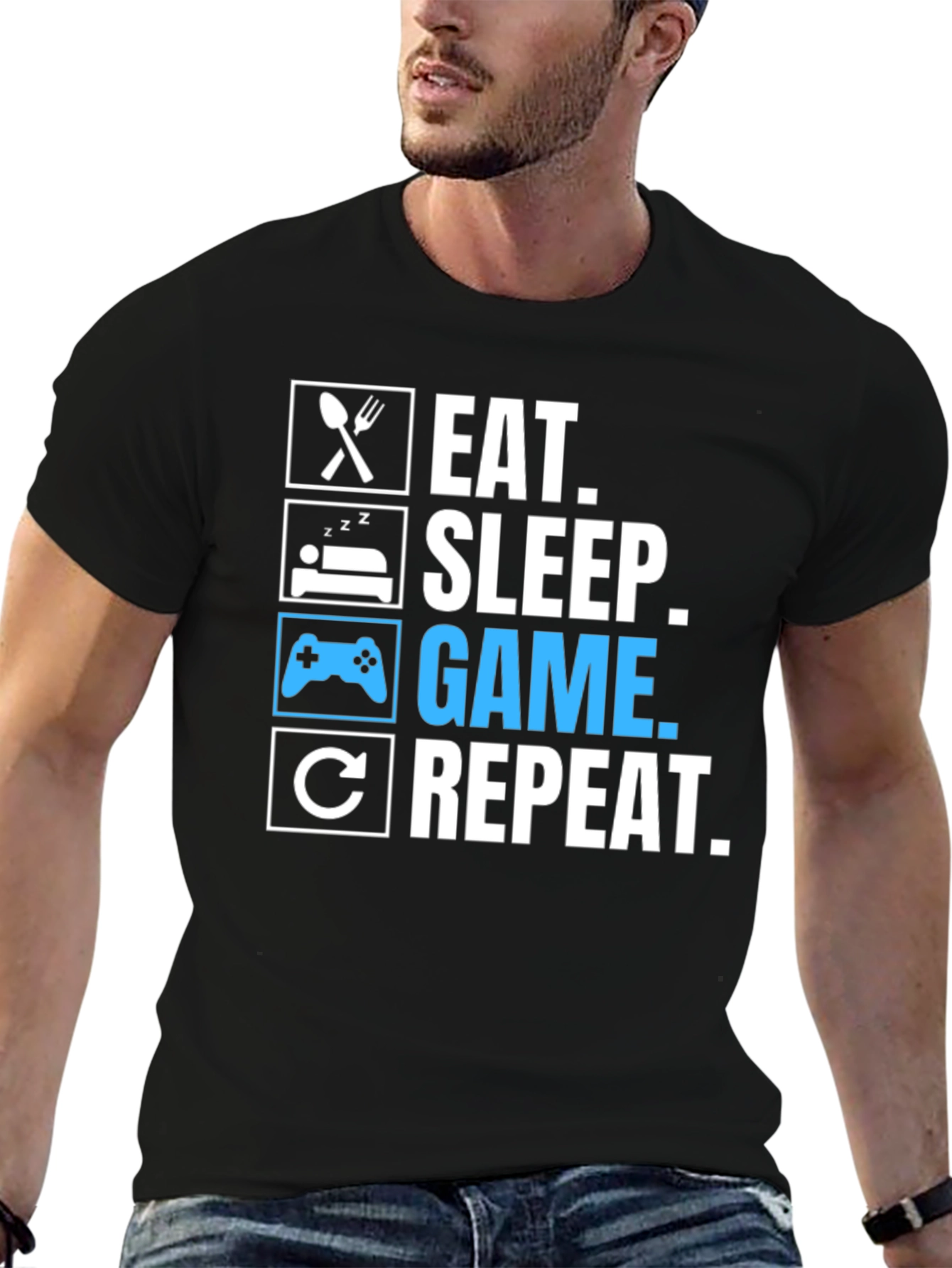 Eat Sleep Game Repeat Graphic Tee