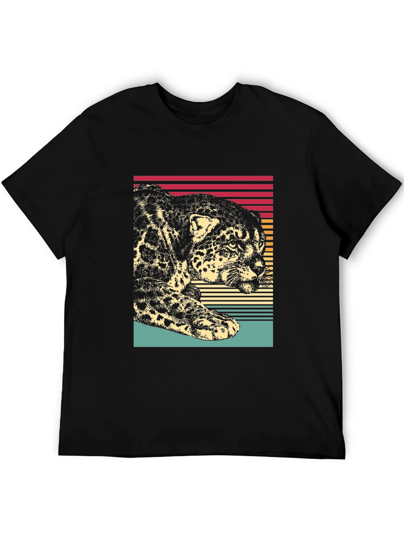 Retro Jaguar Graphic Tee - Black Cotton Blend
