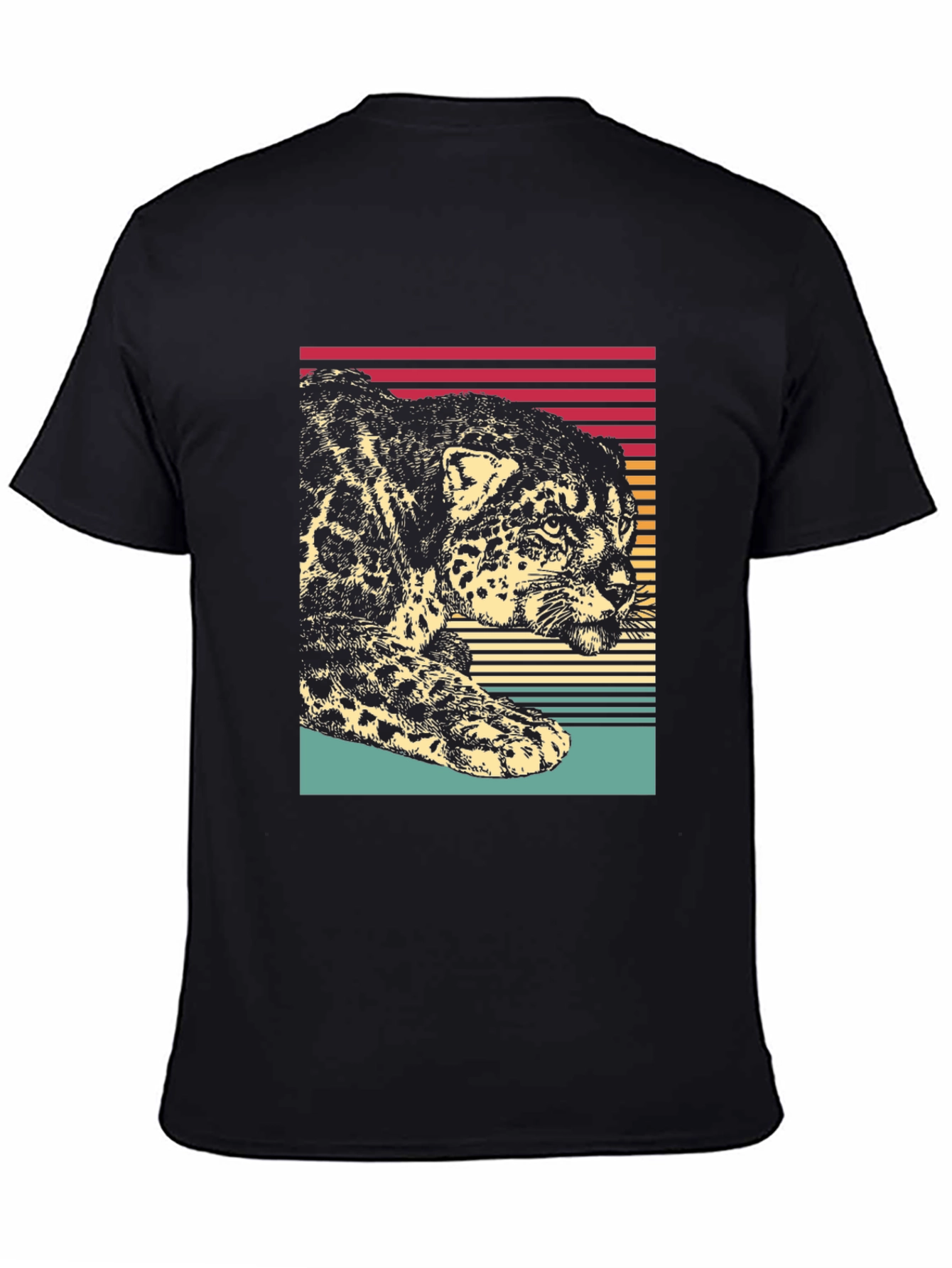 Retro Jaguar Graphic Tee - Black Cotton Blend