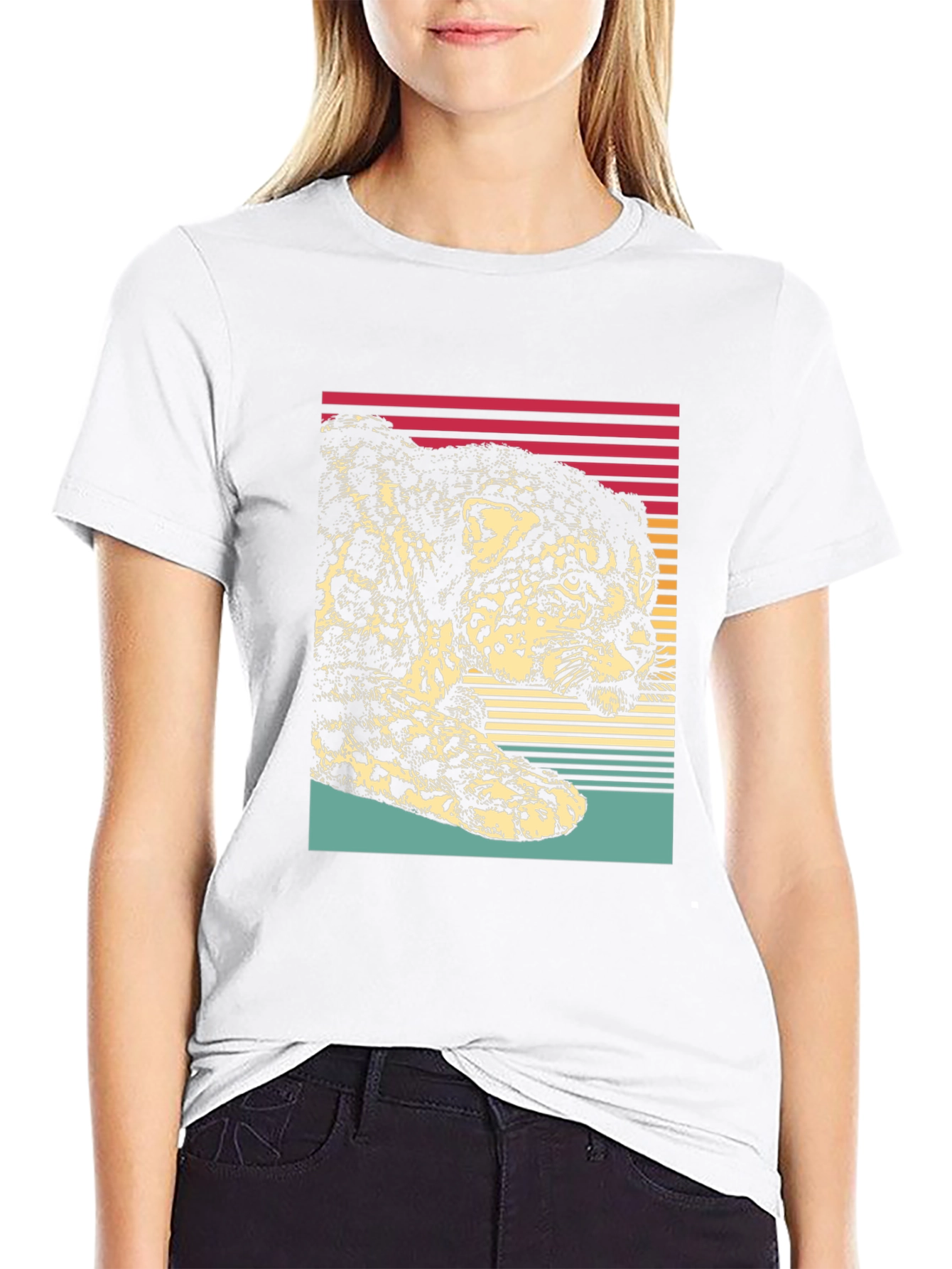 Retro Jaguar Graphic Tee - Black Cotton Blend