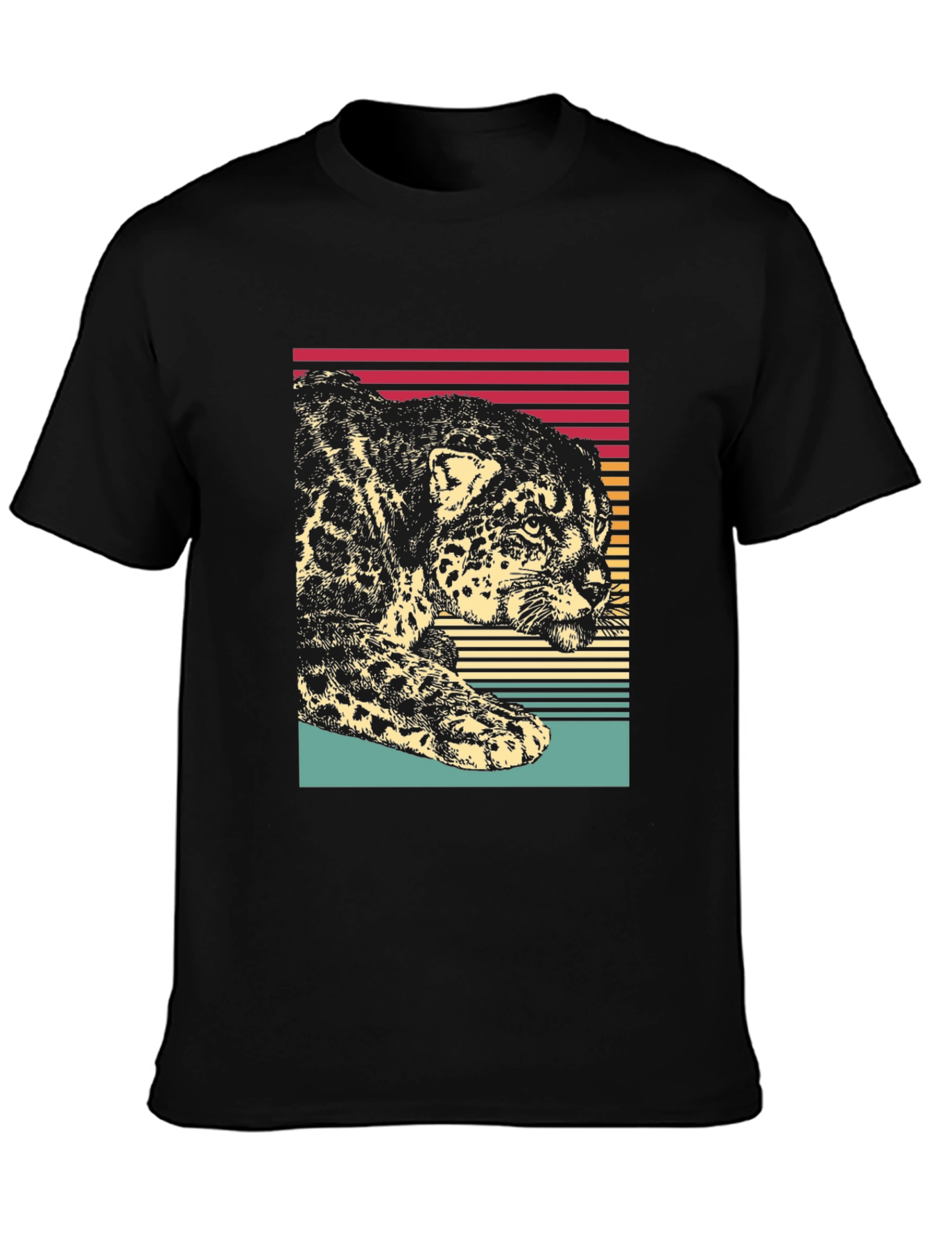 Retro Jaguar Graphic Tee - Black Cotton Blend