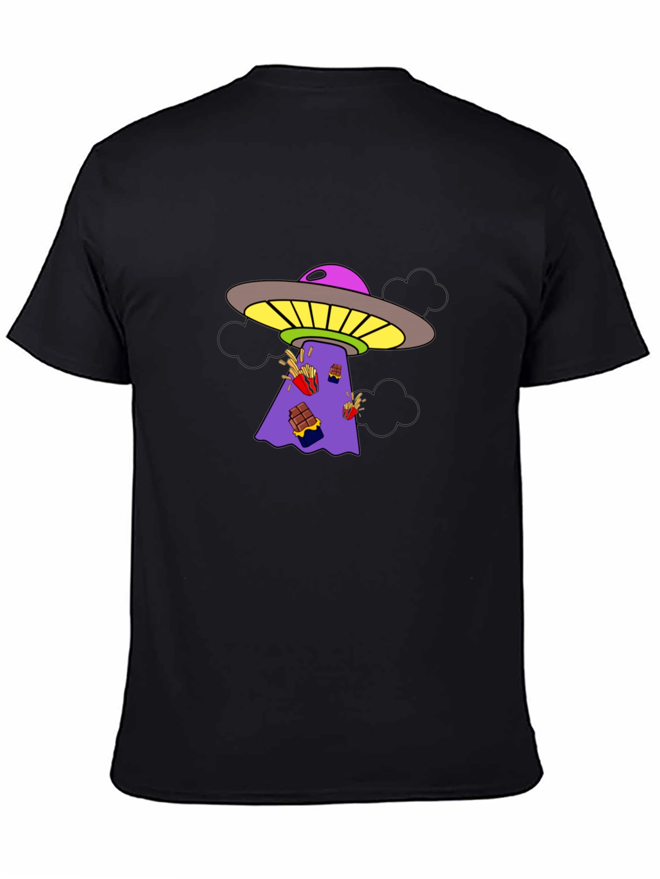 UFO Abduction Graphic Tee - Black Cotton T-Shirt