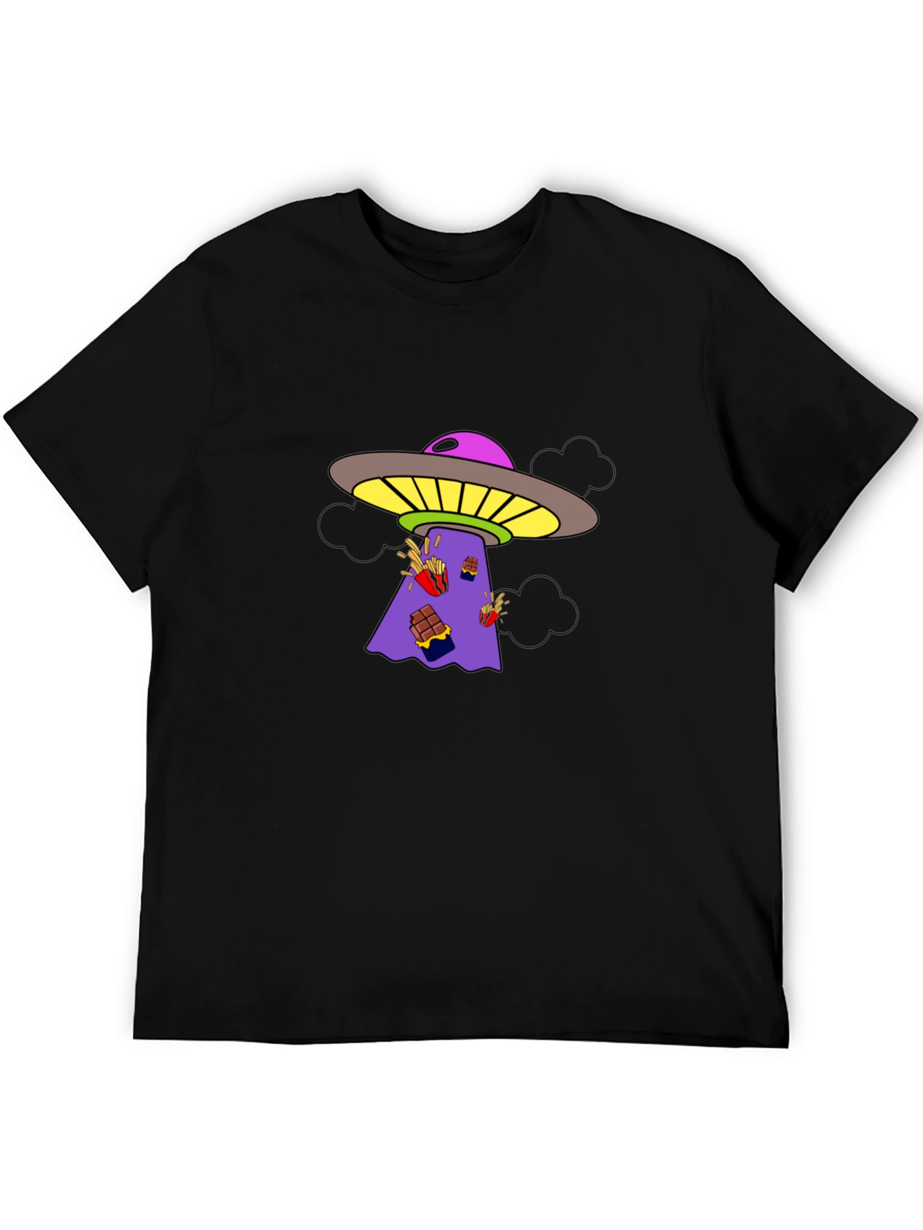 UFO Abduction Graphic Tee - Black Cotton T-Shirt