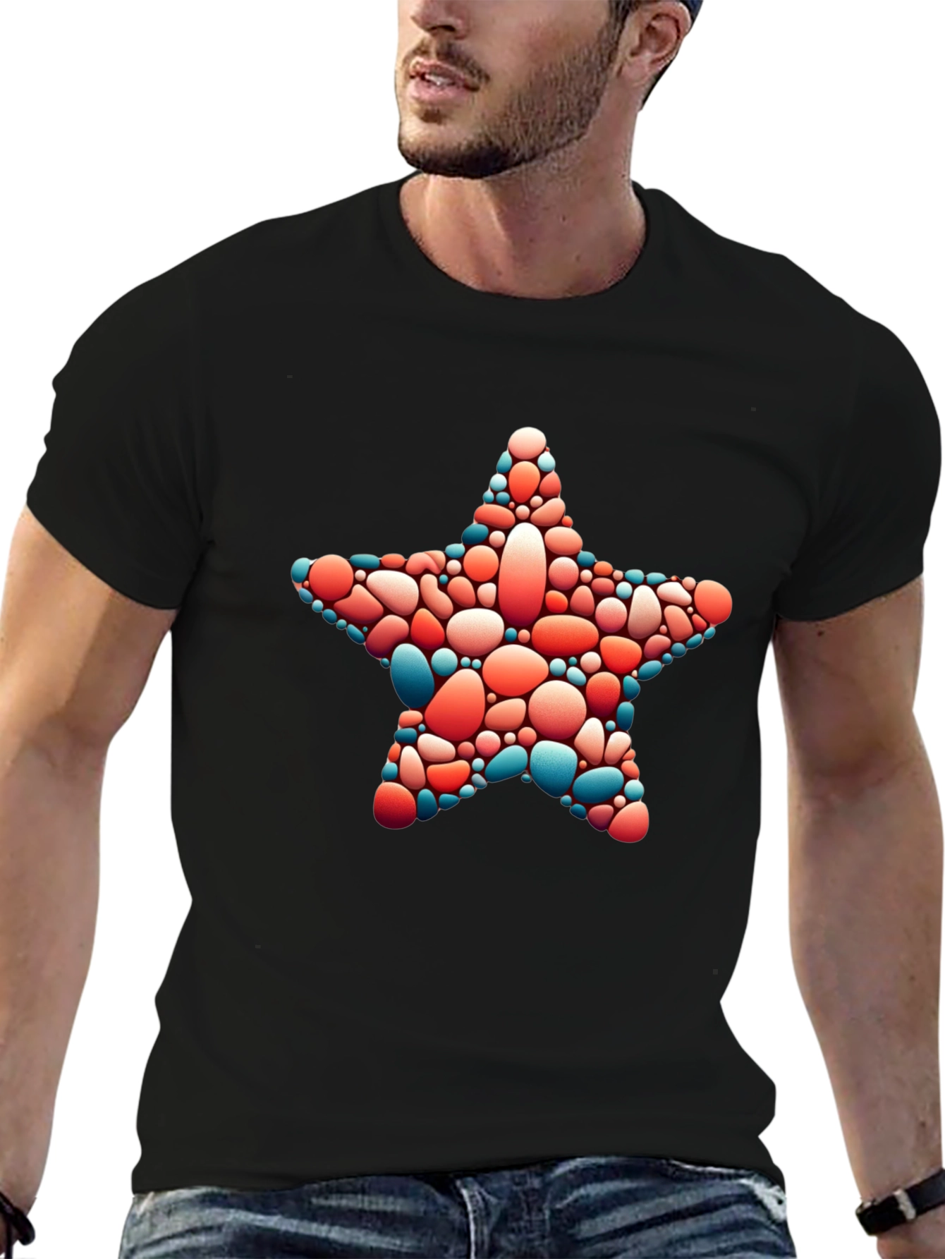Star Pebble Graphic Tee - Casual Black T-Shirt