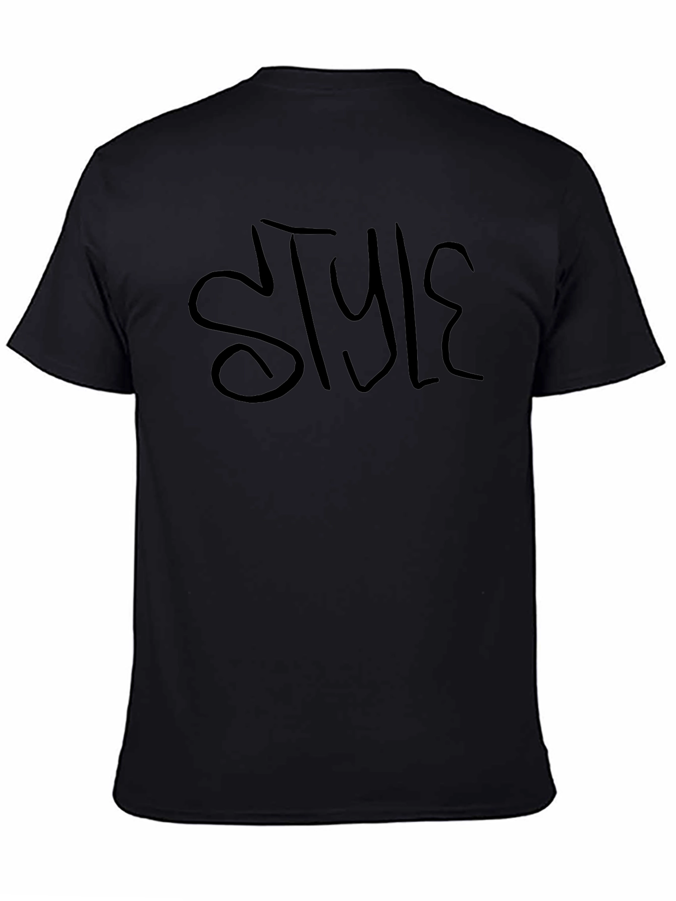 Stylish Black Crew Neck T-Shirt with STYLE Graphic