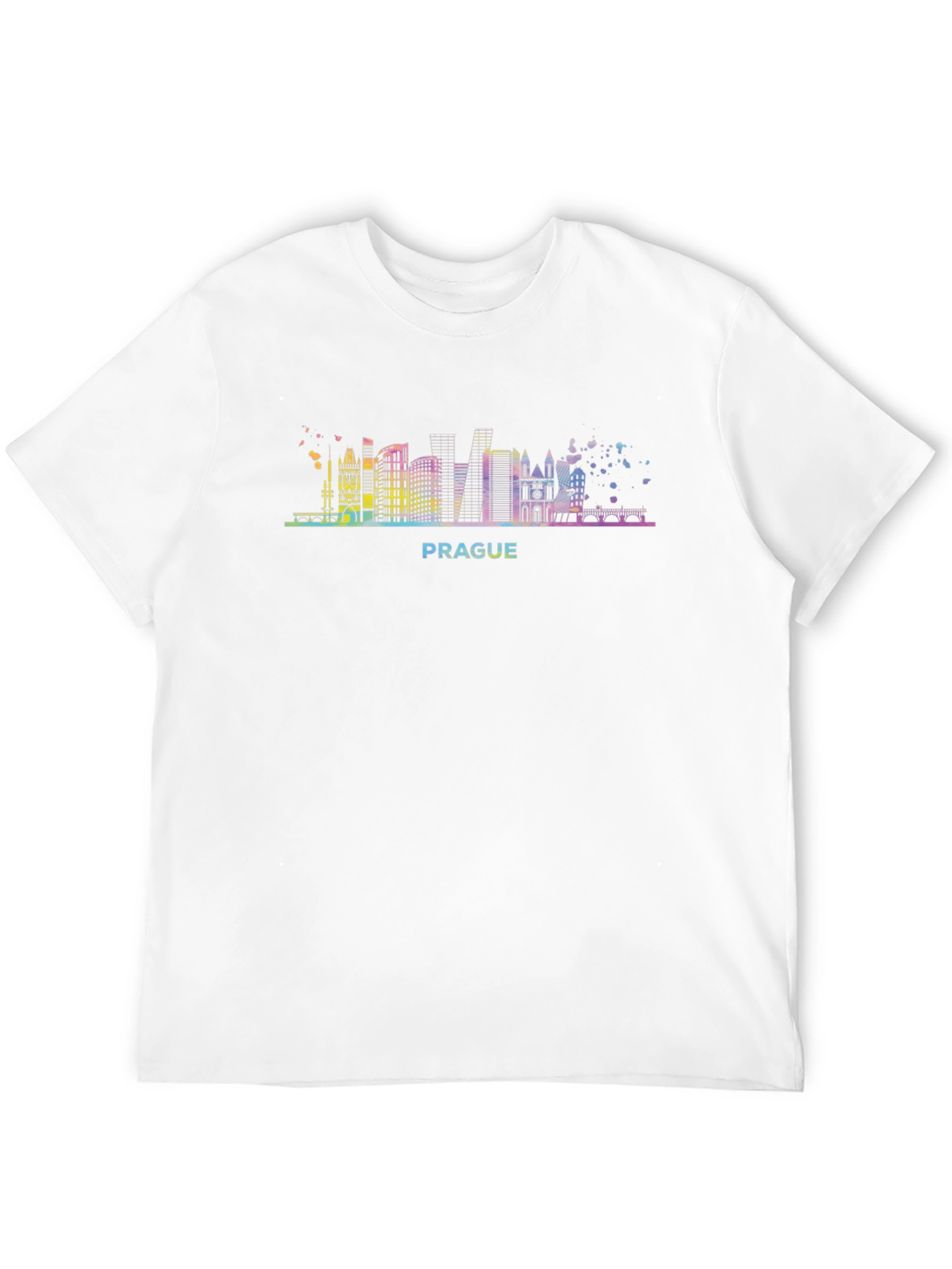 Prague Skyline Graphic Tee - Black Cotton T-Shirt