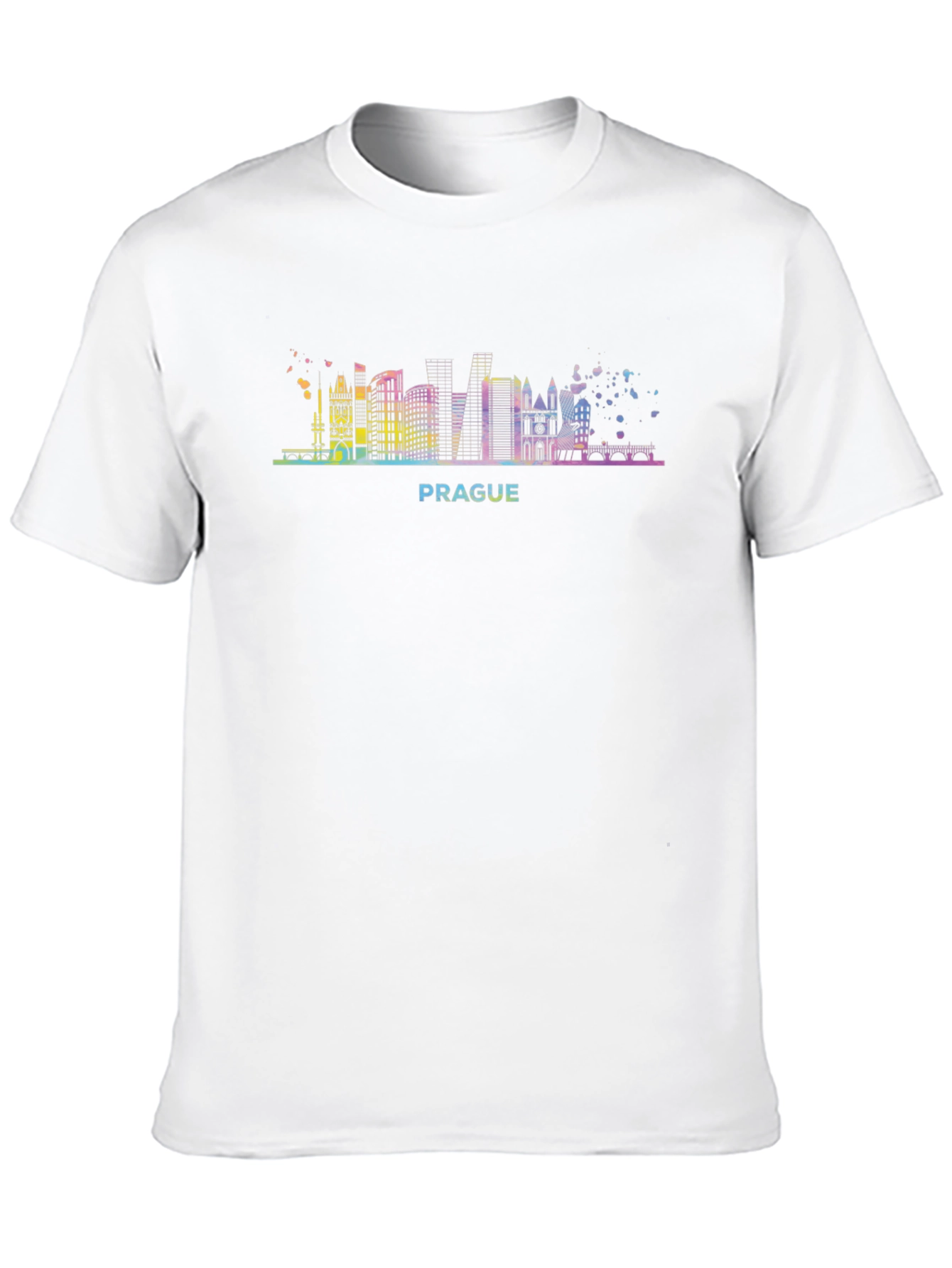 Prague Skyline Graphic Tee - Black Cotton T-Shirt