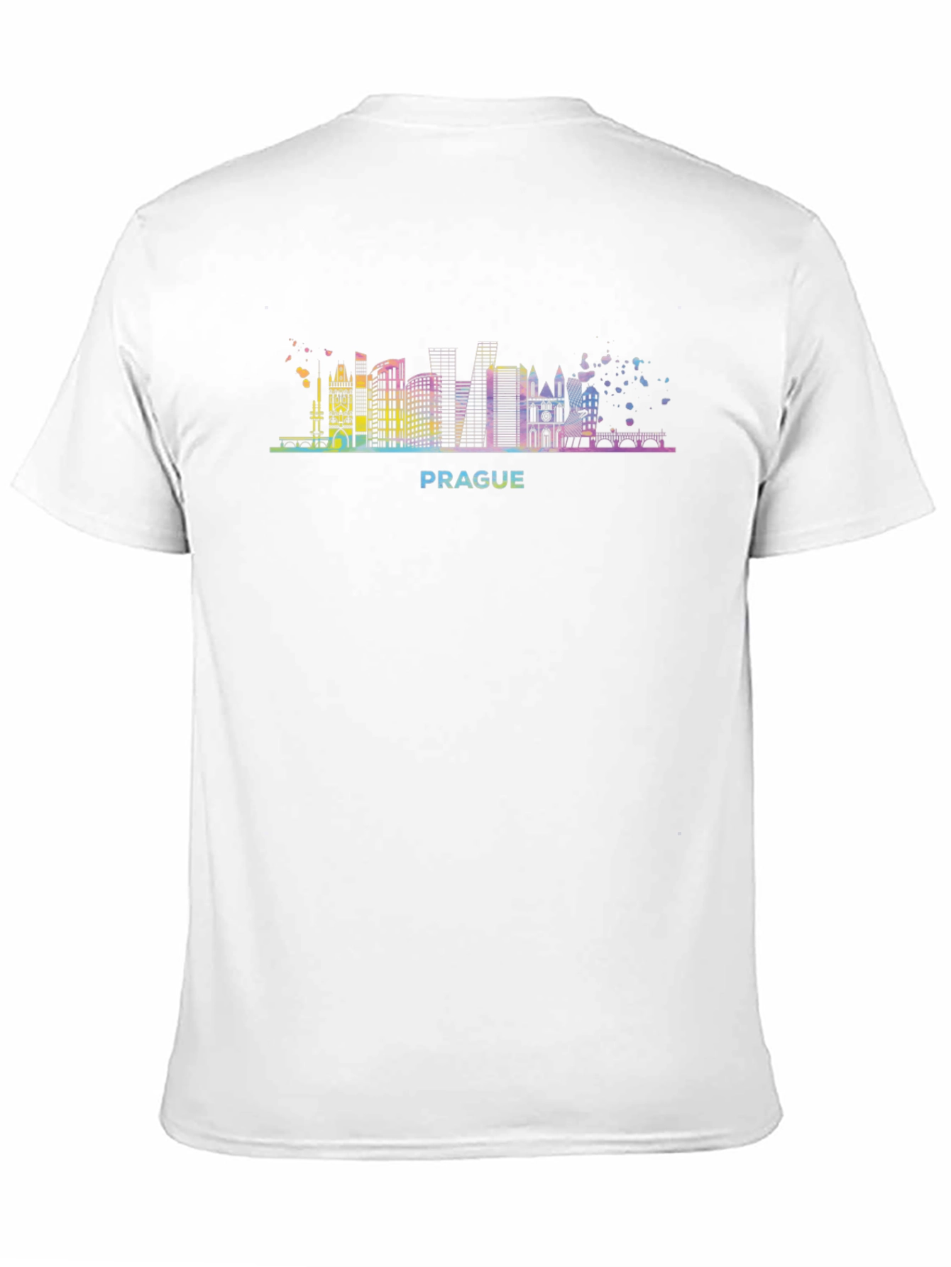 Prague Skyline Graphic Tee - Black Cotton T-Shirt