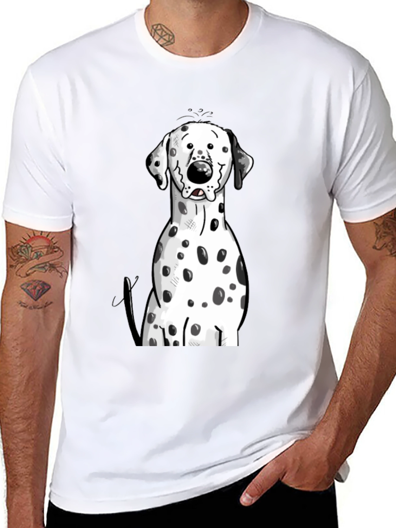 Dalmatian Dog Graphic Print Black T-Shirt