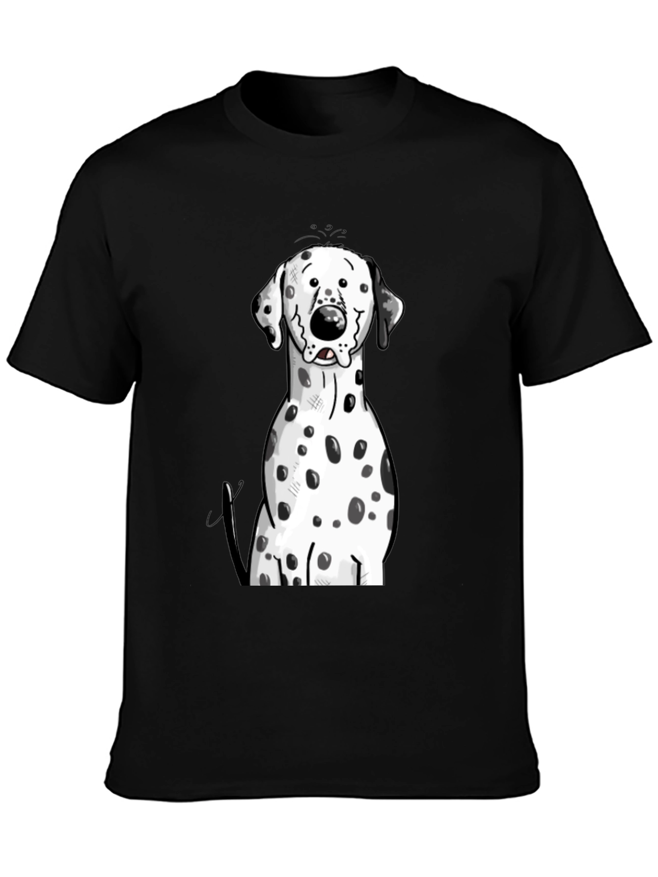 Dalmatian Dog Graphic Print Black T-Shirt