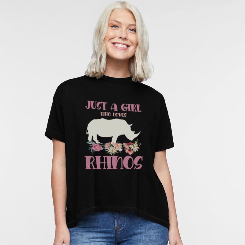 Just A Girl Who Loves Rhinos with Floral Accents