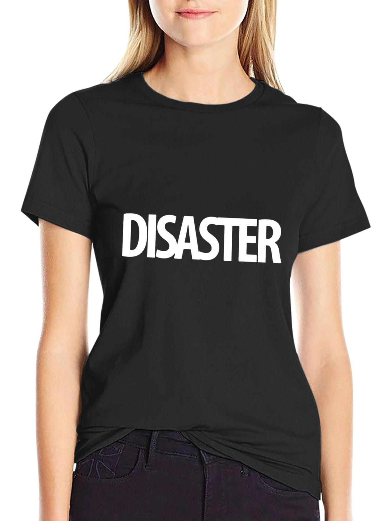 Disaster Graphic Tee - Black Cotton Casual Shirt