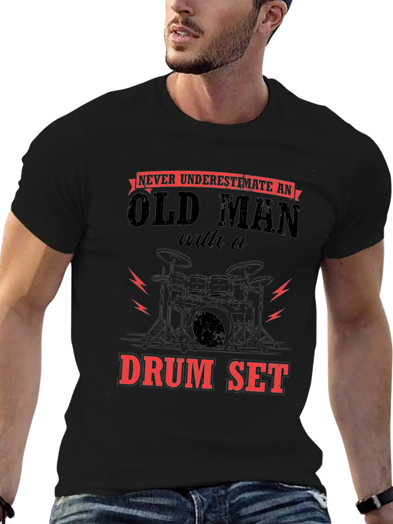 Old Man Drum Set Graphic Tee