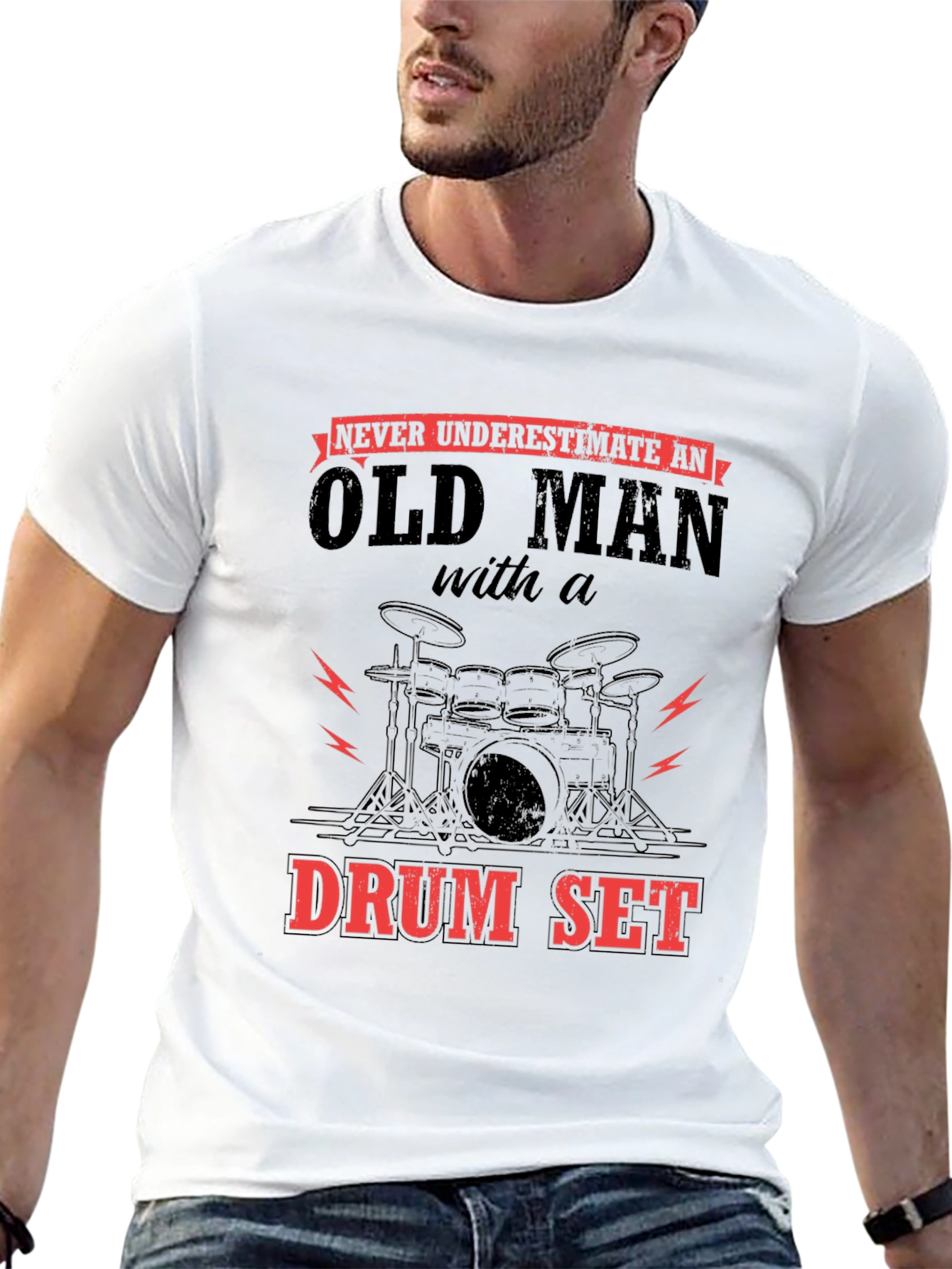 Old Man Drum Set Graphic Tee