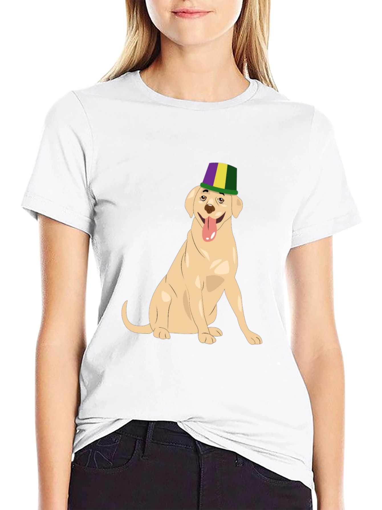 Dog Wearing Mardi Gras Hat Graphic T-Shirt