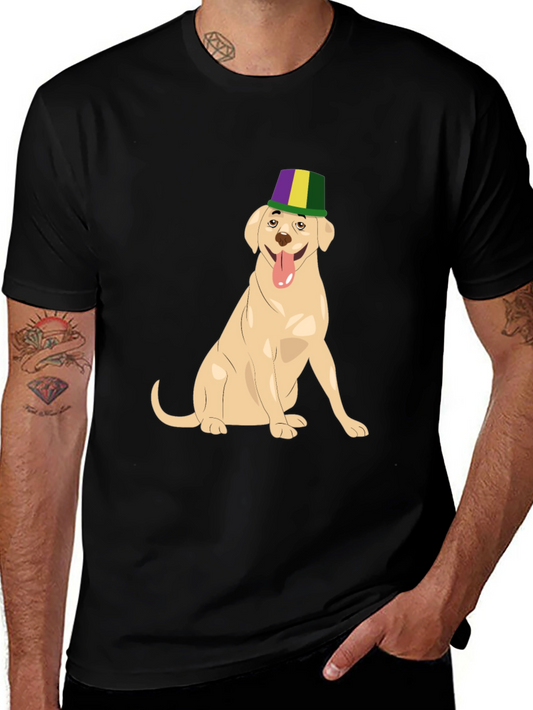 Dog Wearing Mardi Gras Hat Graphic T-Shirt