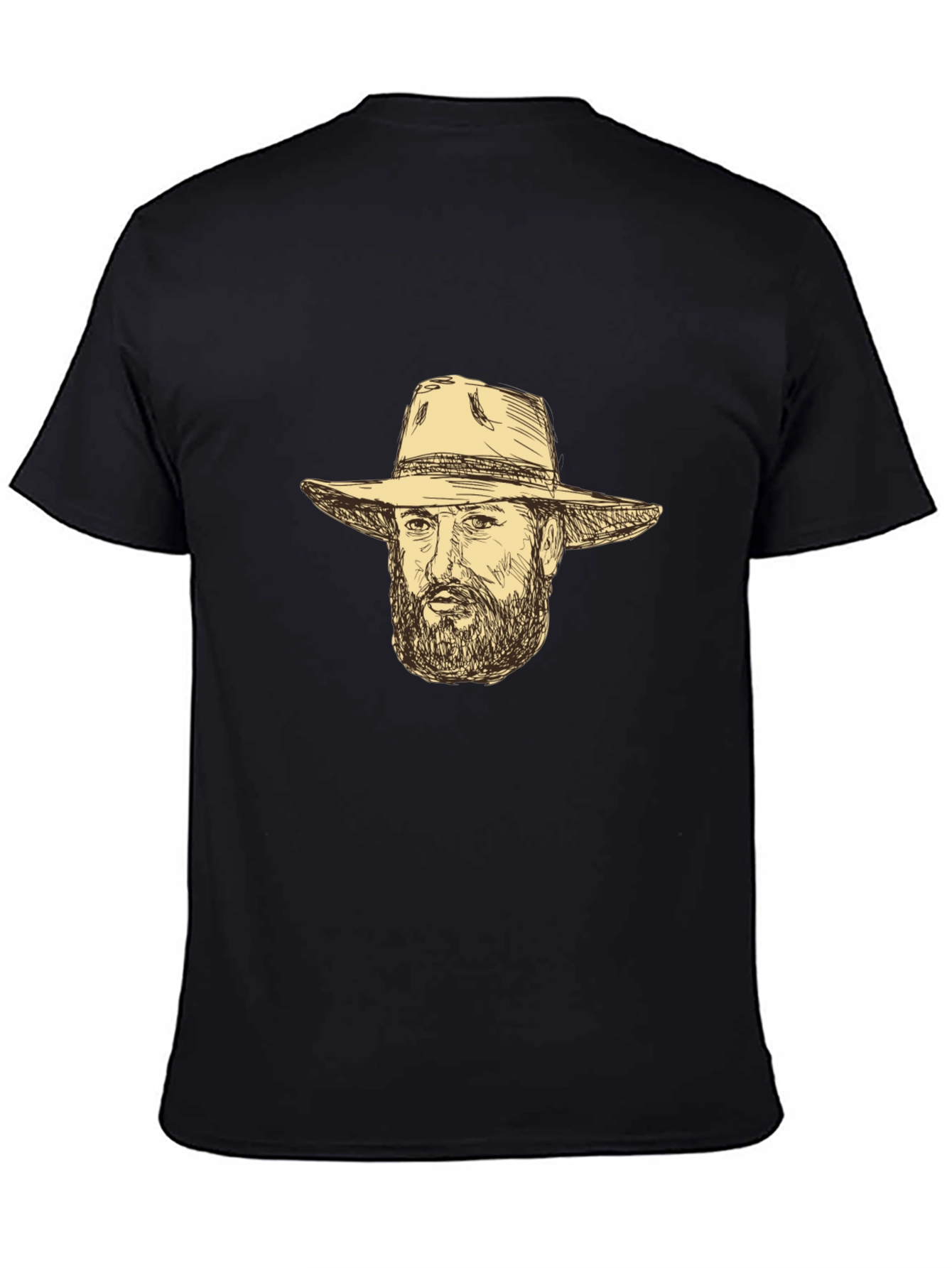 Black T-Shirt with Cowboy Sketch
