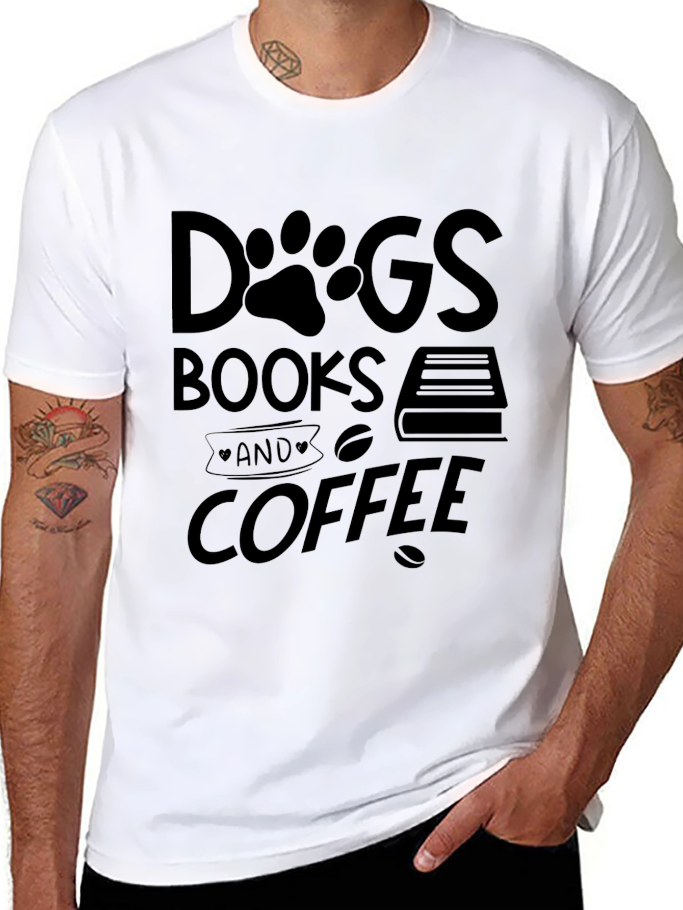 Dogs Books and Coffee T-Shirt