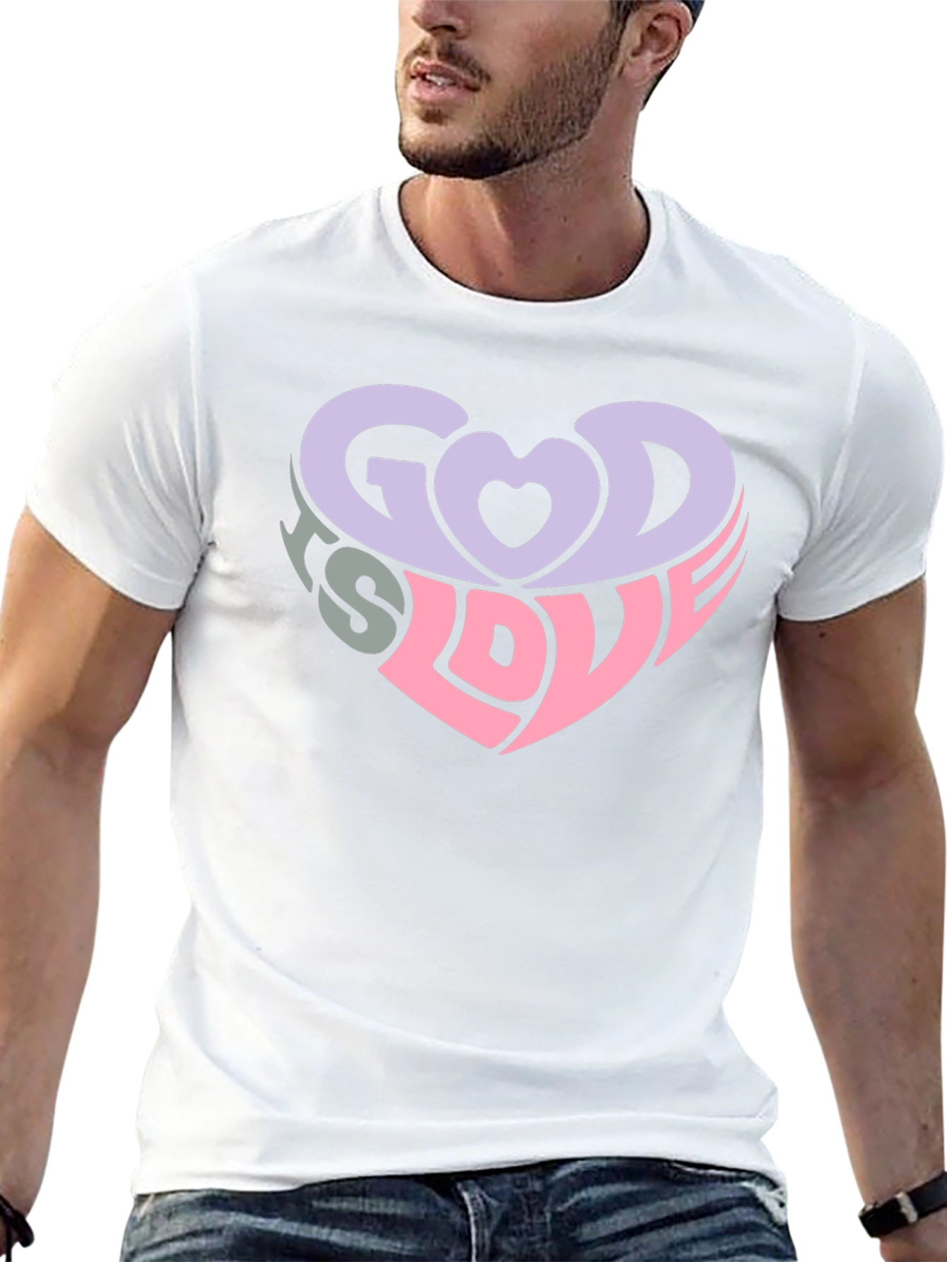 God is Love Heart Graphic Tee - Black