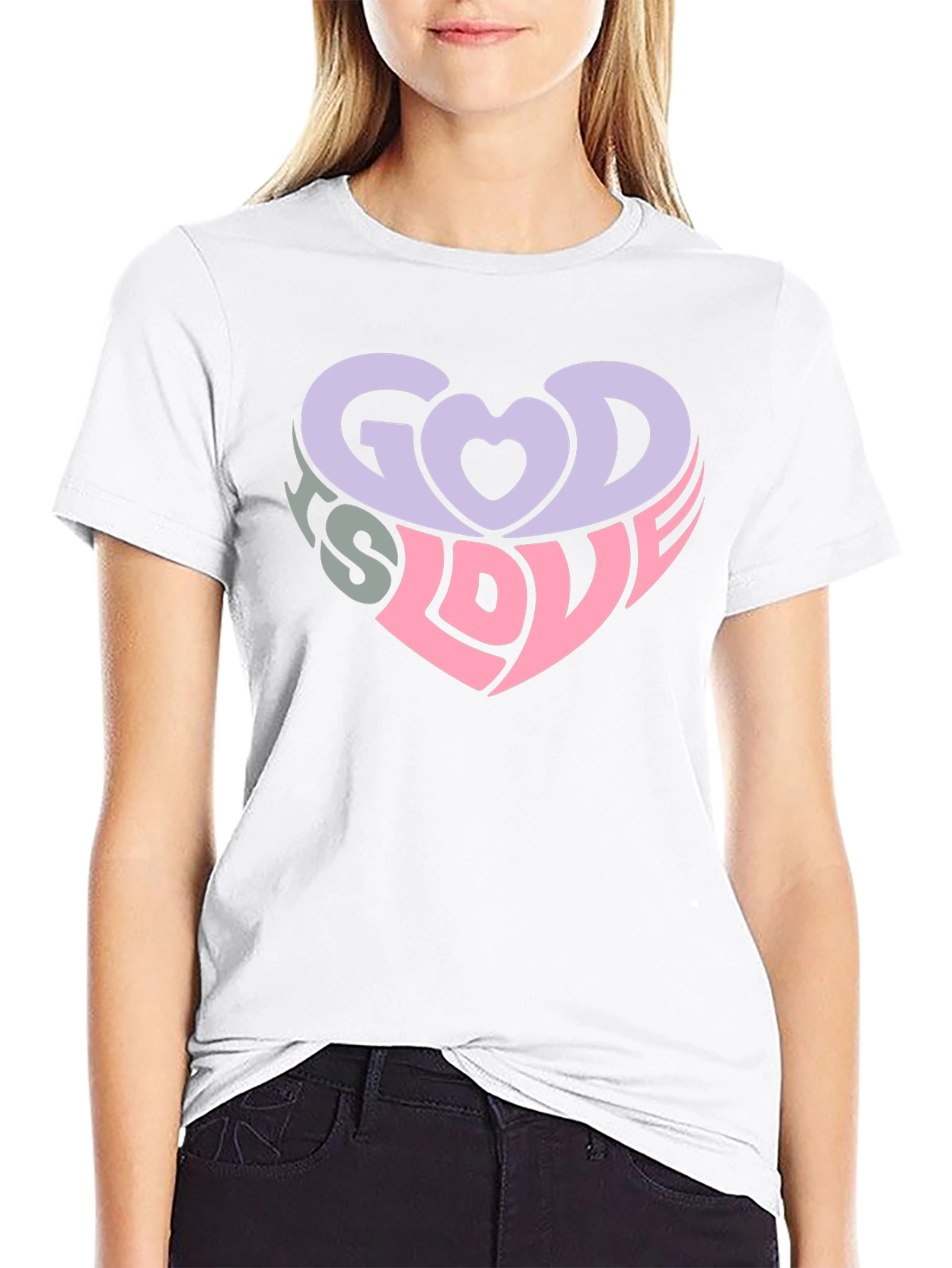 God is Love Heart Graphic Tee - Black
