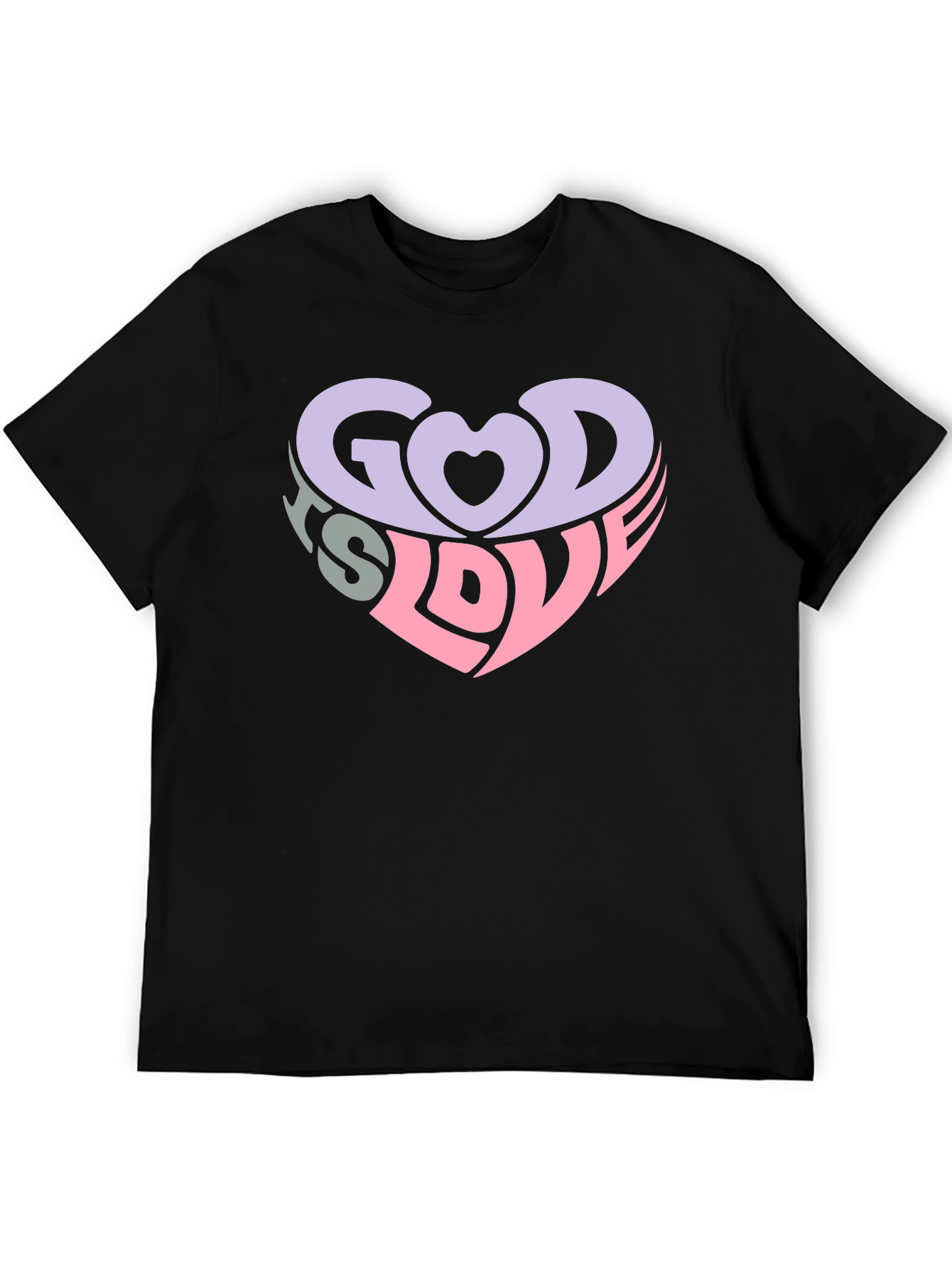 God is Love Heart Graphic Tee - Black