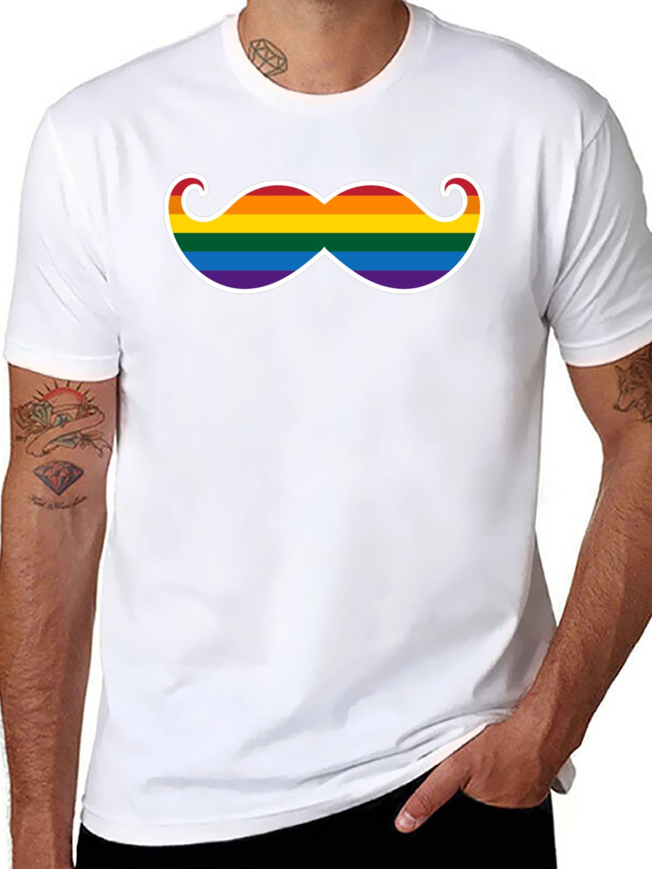 Rainbow Mustache Graphic T-Shirt