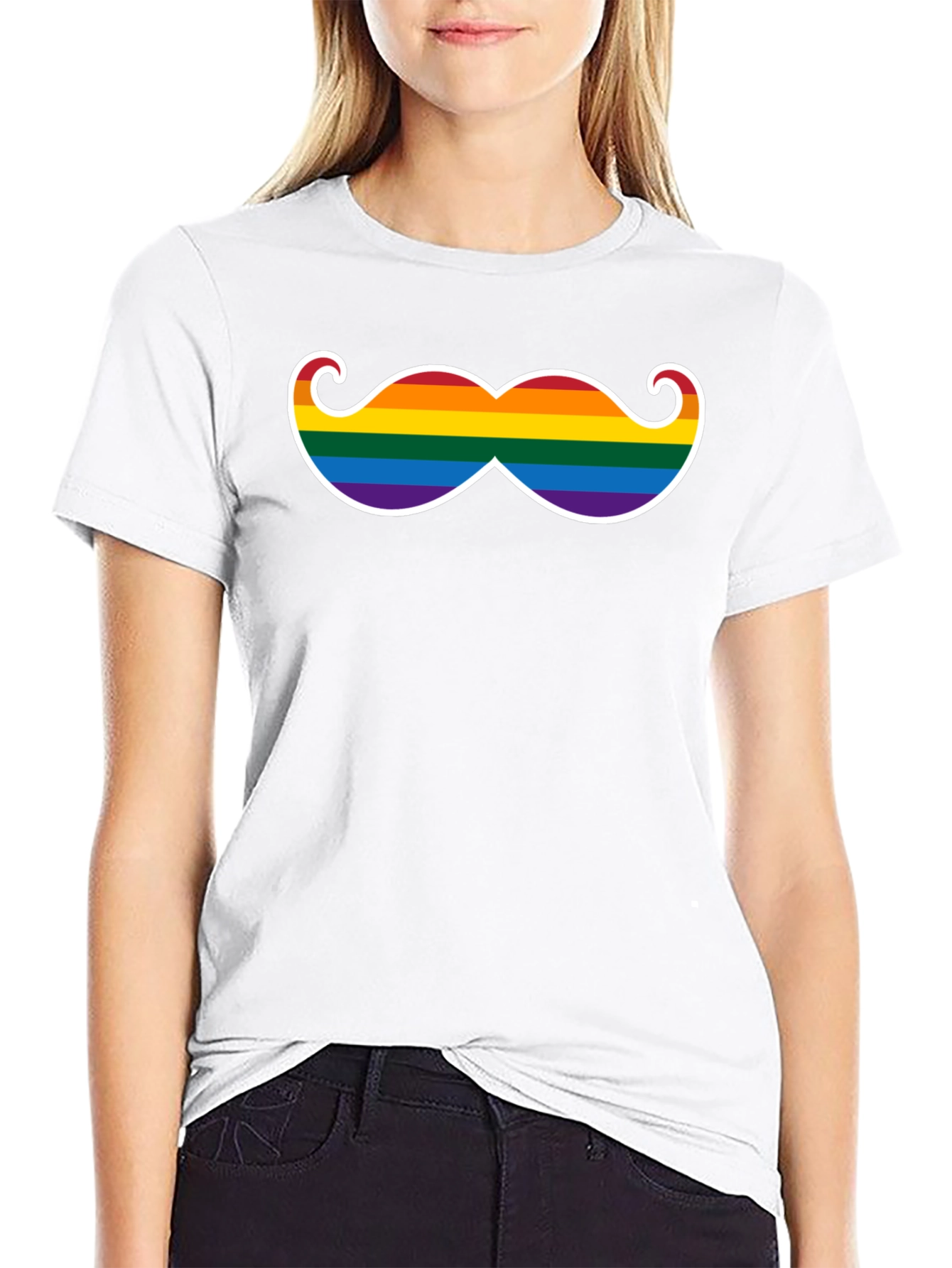 Rainbow Mustache Graphic T-Shirt