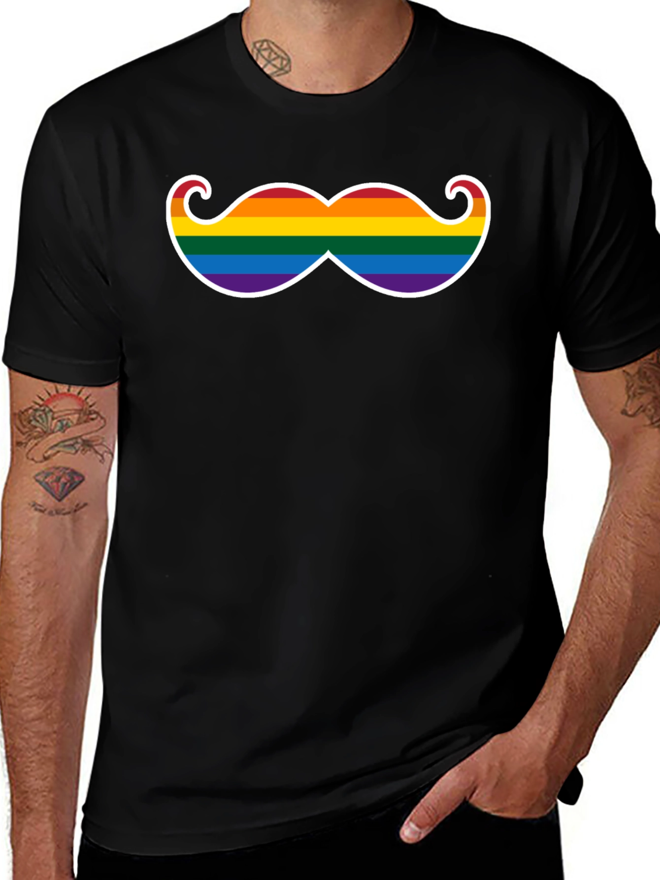 Rainbow Mustache Graphic T-Shirt