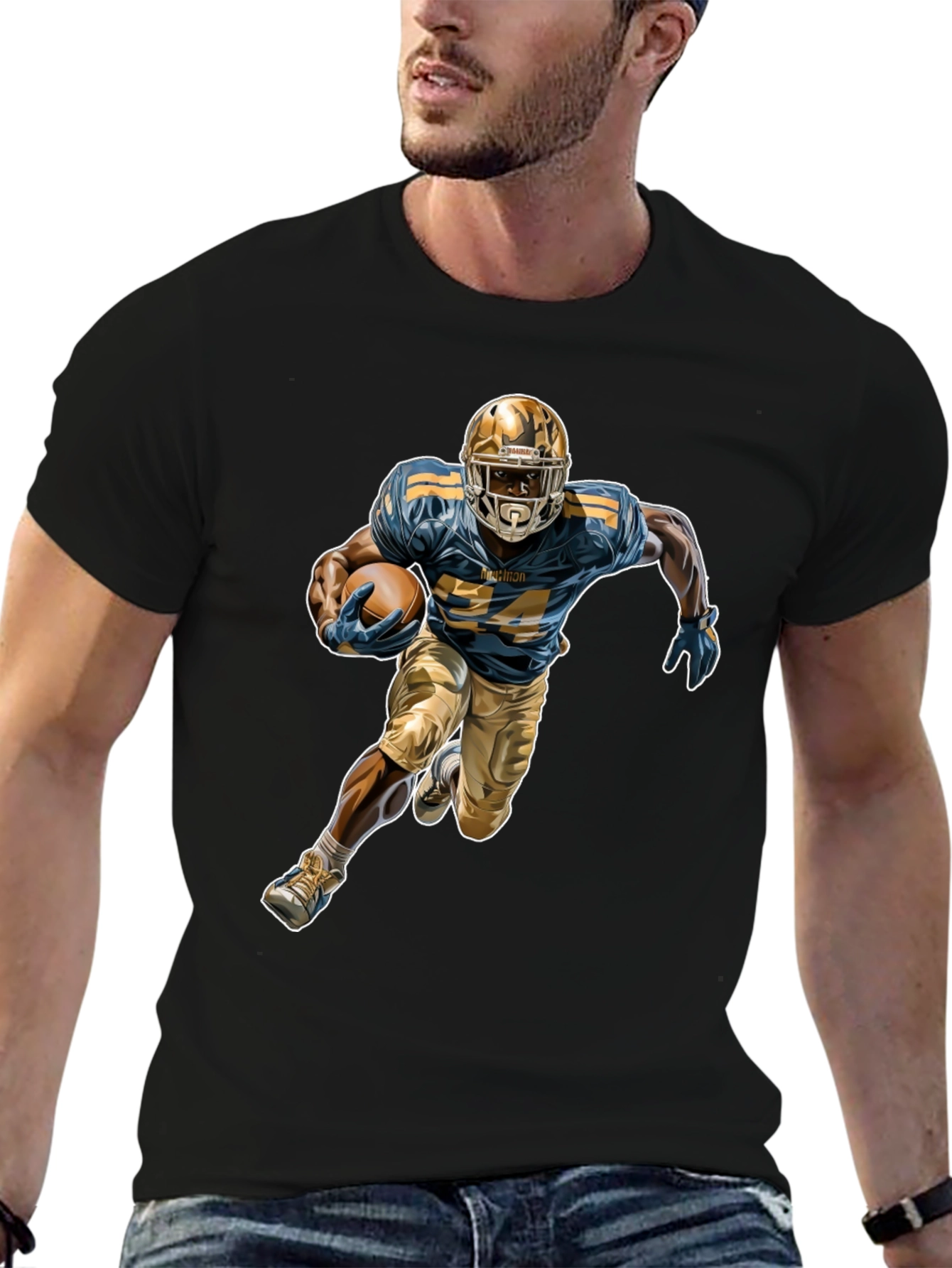 Football Player Graphic Tee - Stylish Sportswear