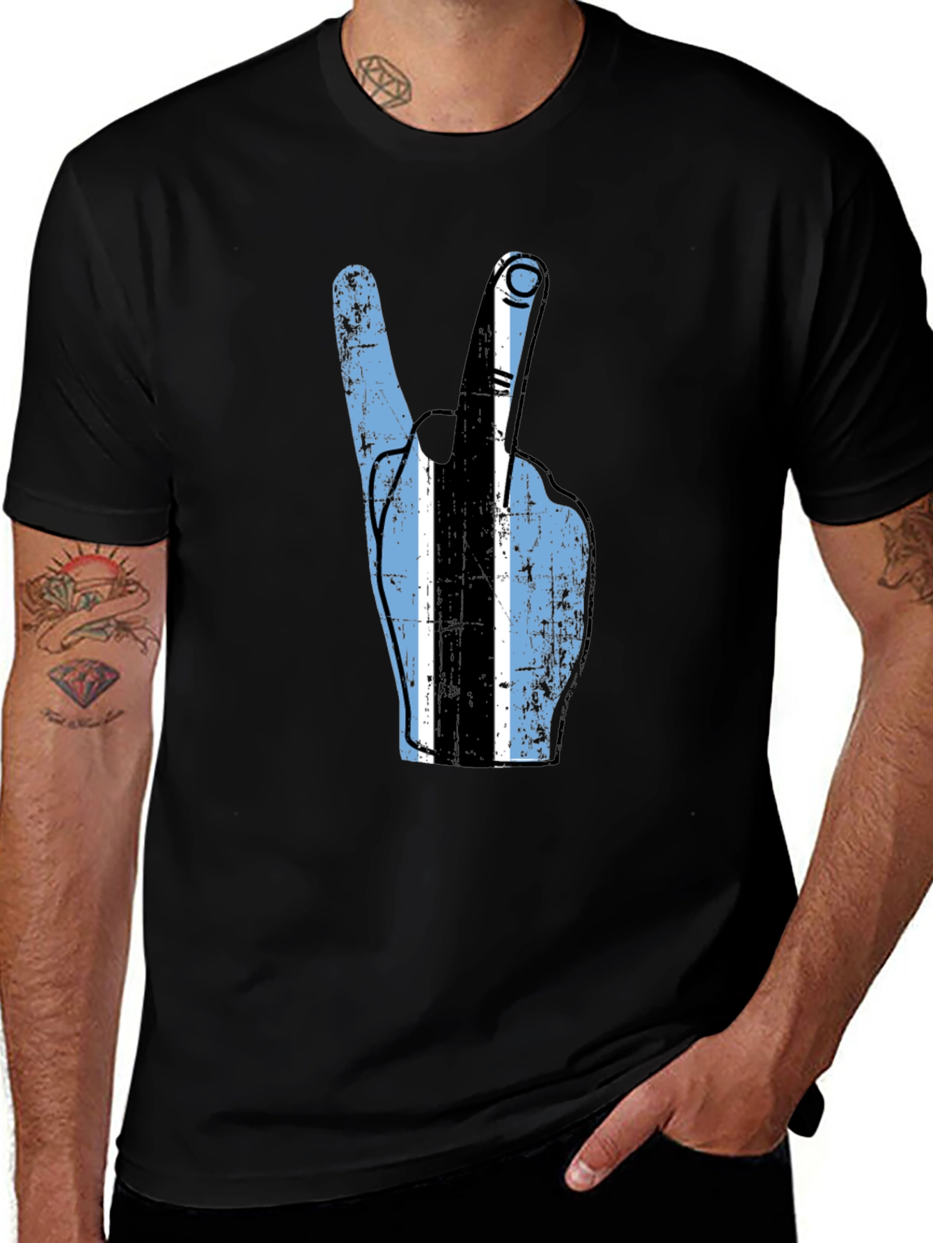 Botswana Flag Peace Sign T-Shirt