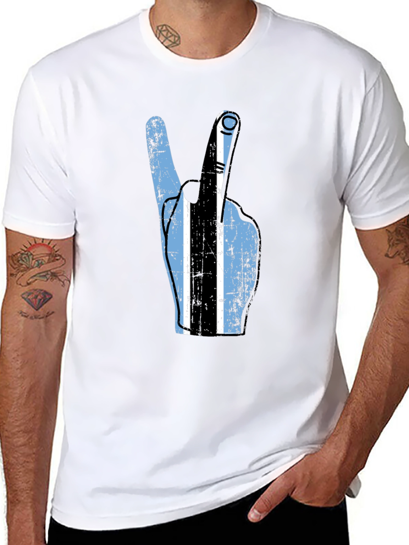 Botswana Flag Peace Sign T-Shirt