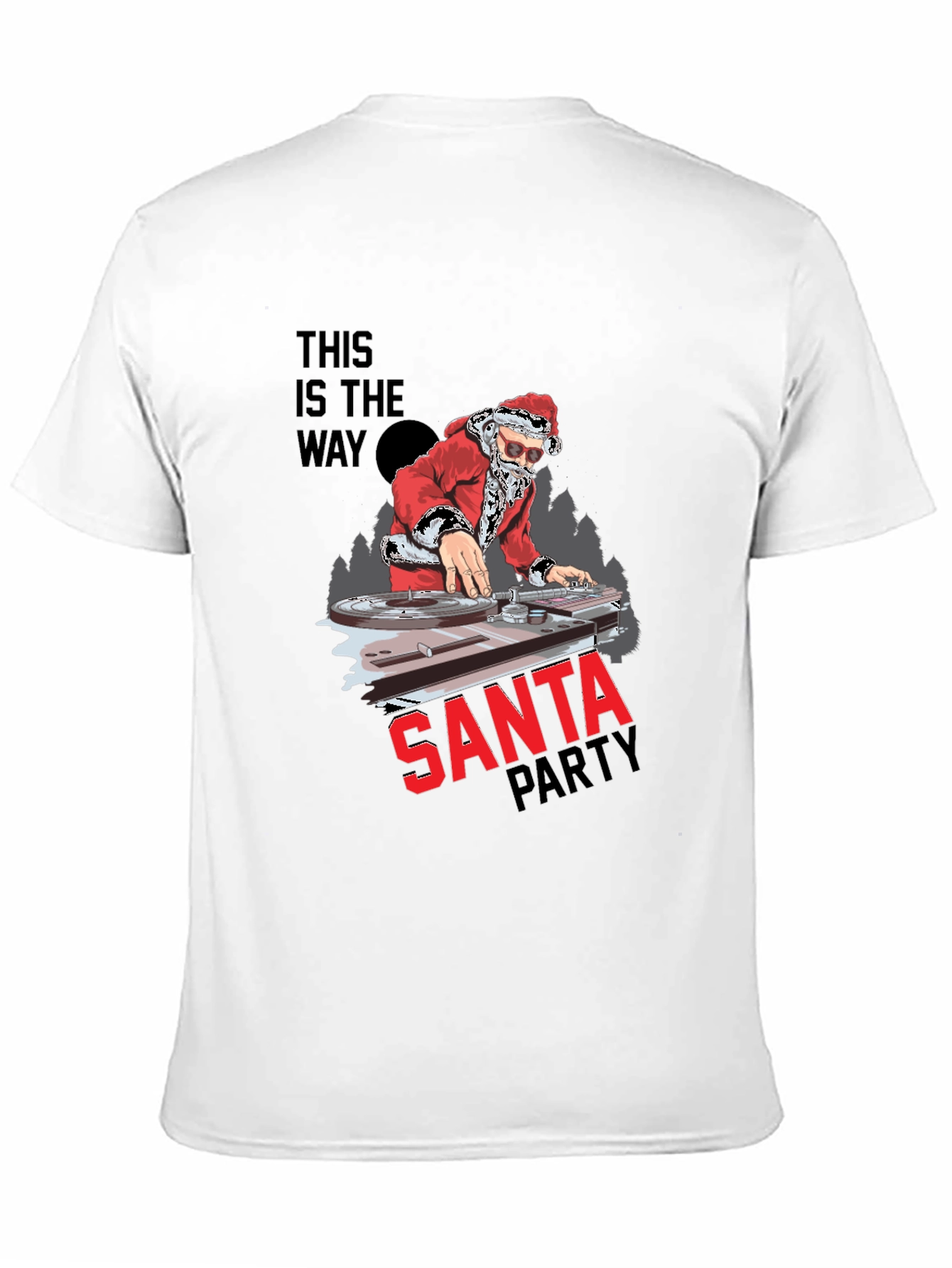 DJ Santa Christmas Party Black T-Shirt