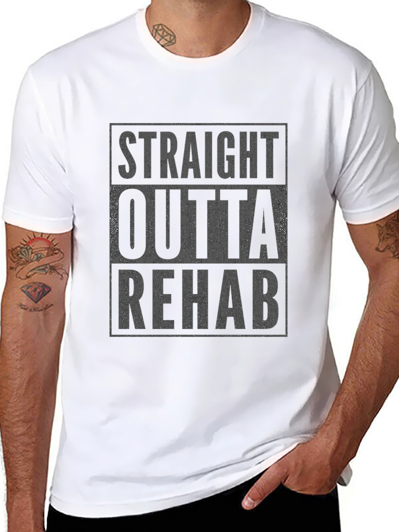 Straight Outta Rehab Black Graphic T-Shirt