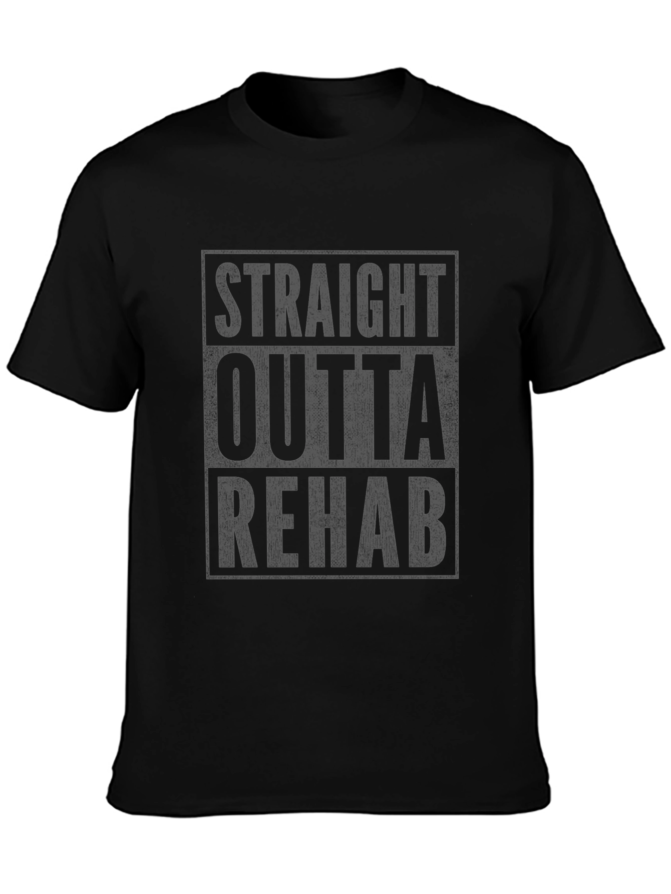 Straight Outta Rehab Black Graphic T-Shirt