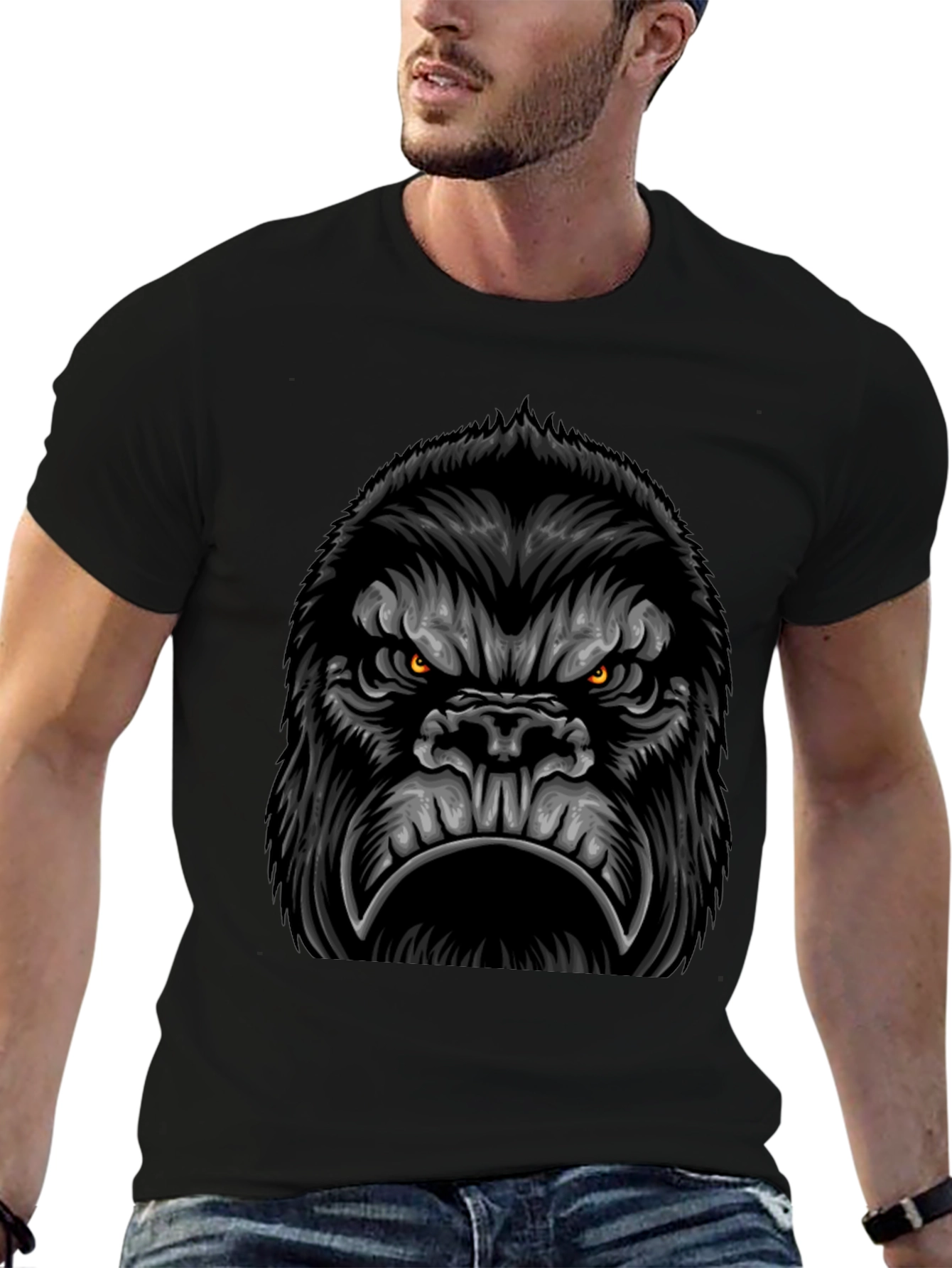Mens Black Gorilla Graphic Tee