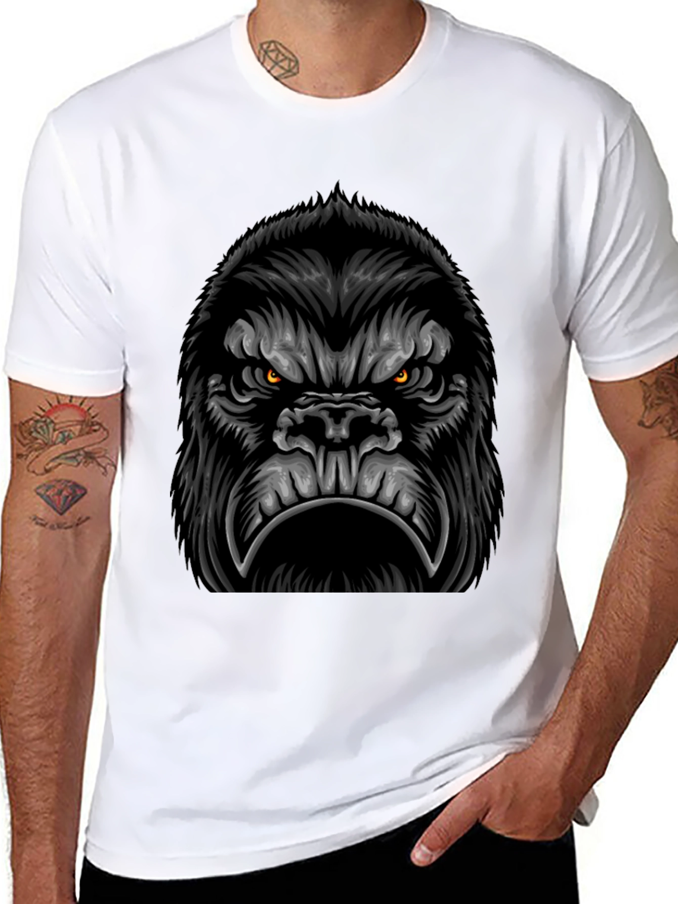 Mens Black Gorilla Graphic Tee