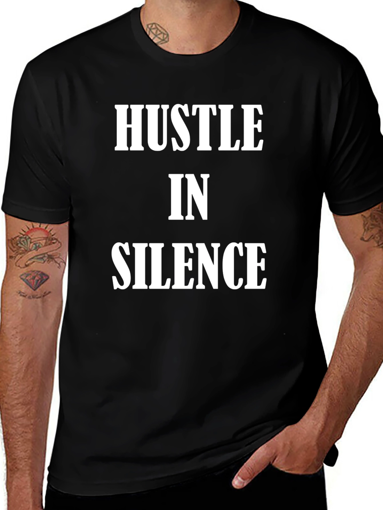 Hustle in Silence Black Graphic Tee