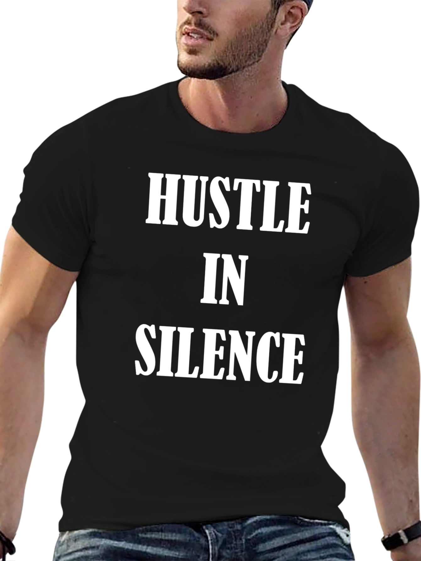 Hustle in Silence Black Graphic Tee