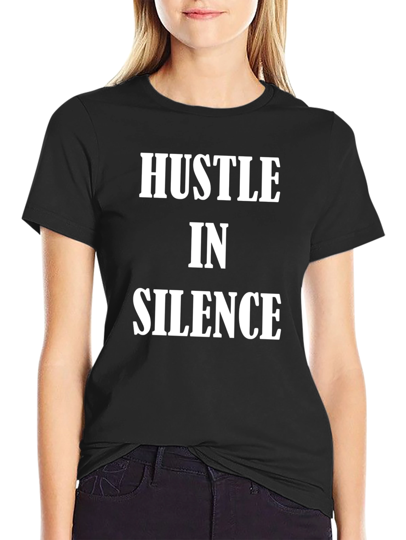 Hustle in Silence Black Graphic Tee