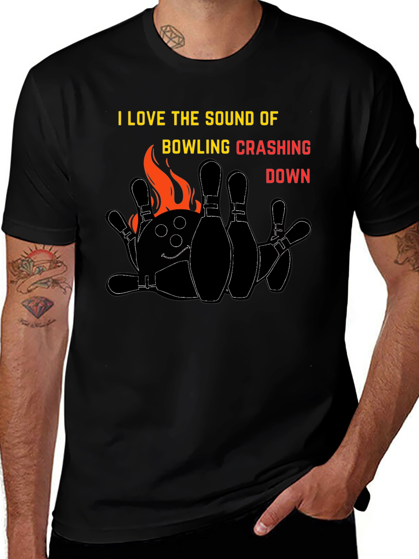Bowling Crashing Down Graphic Tee