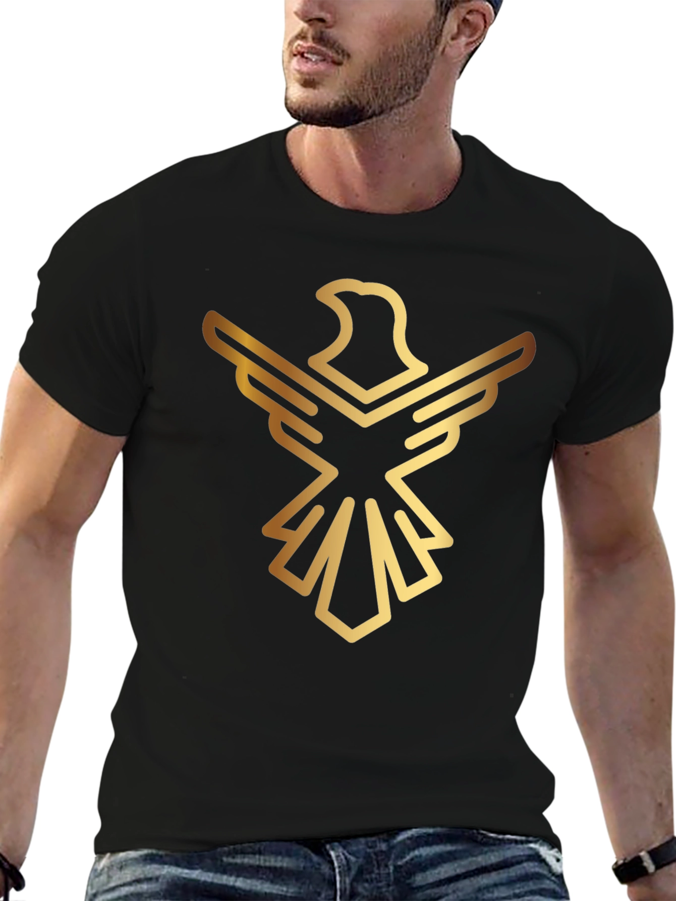 Golden Eagle Graphic Black T-Shirt