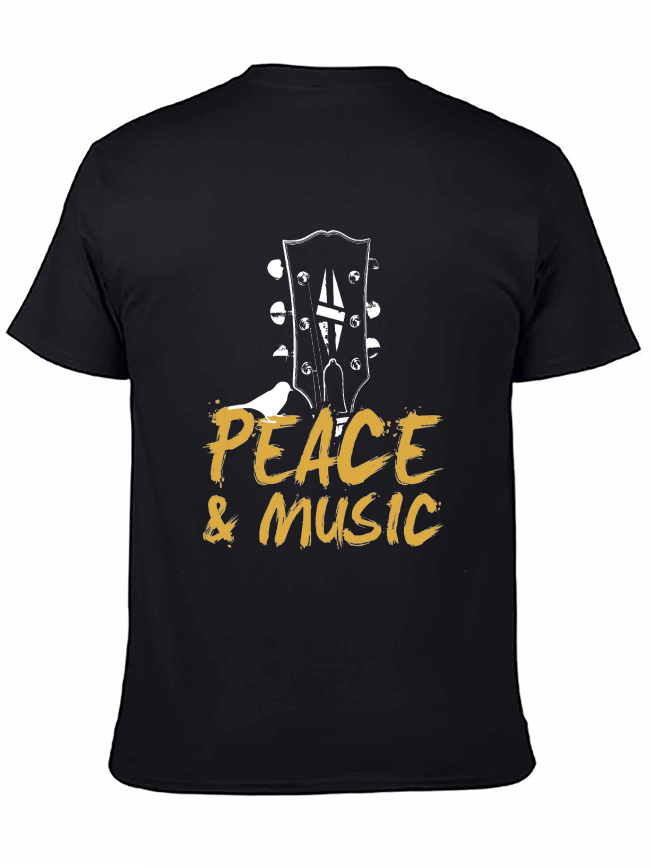 Peace & Music Guitar Headstock Black T-Shirt