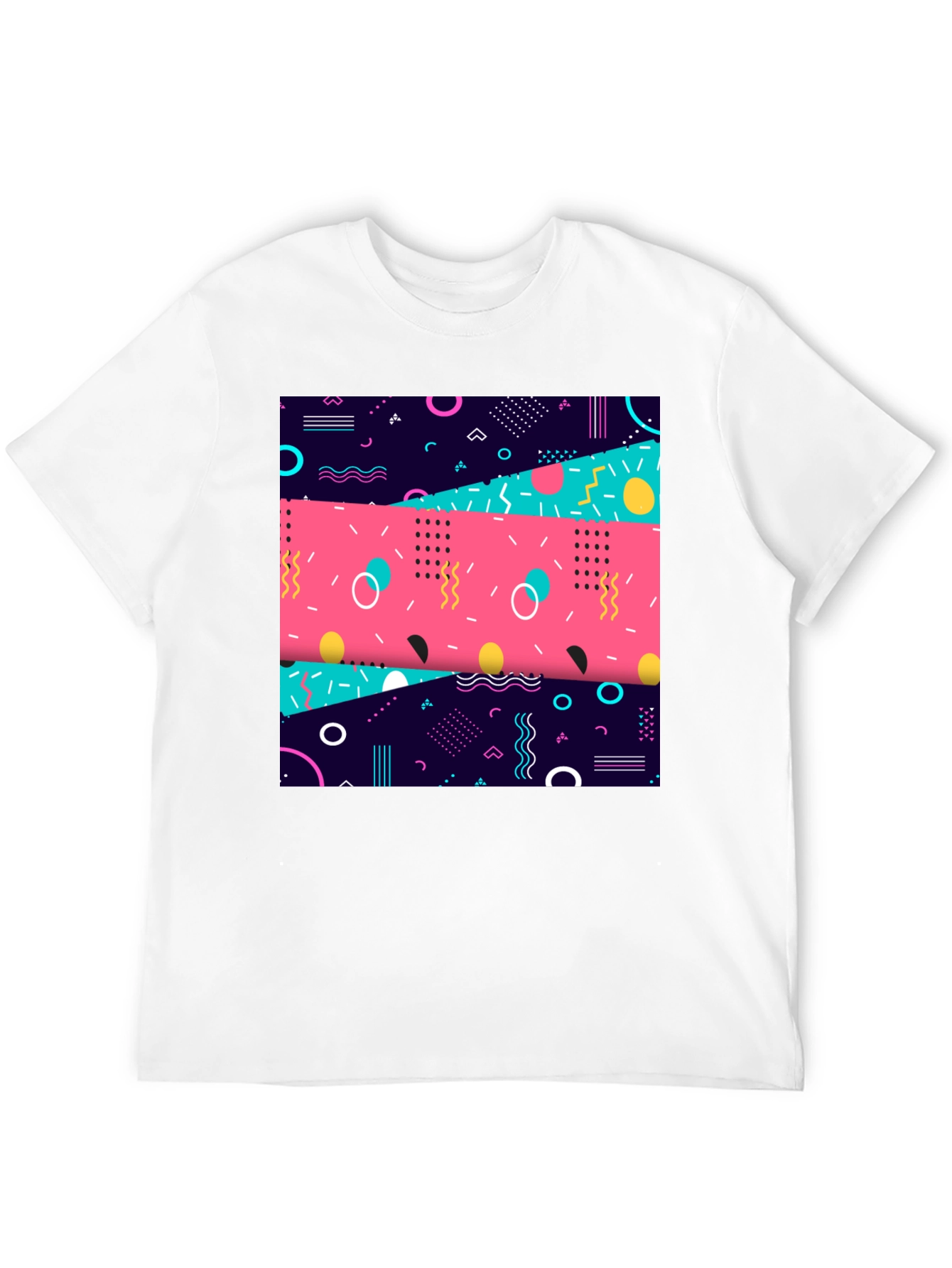 Retro 90s Graphic Tee - Geometric Pattern Shirt
