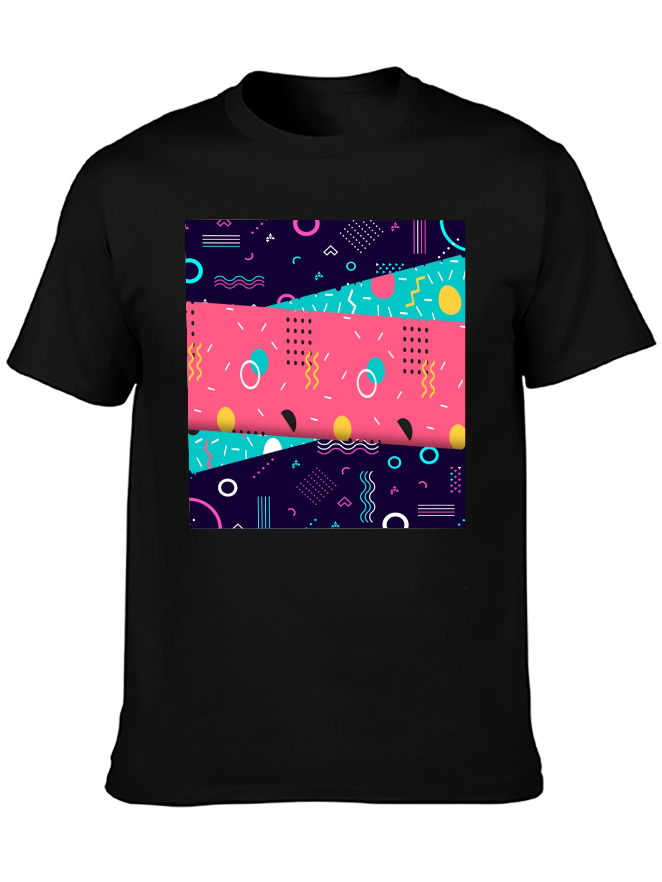 Retro 90s Graphic Tee - Geometric Pattern Shirt