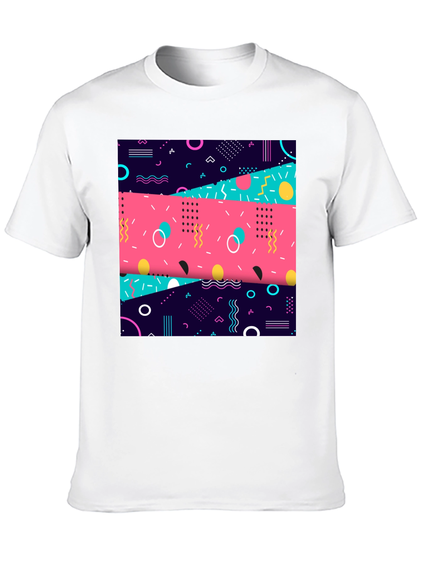 Retro 90s Graphic Tee - Geometric Pattern Shirt