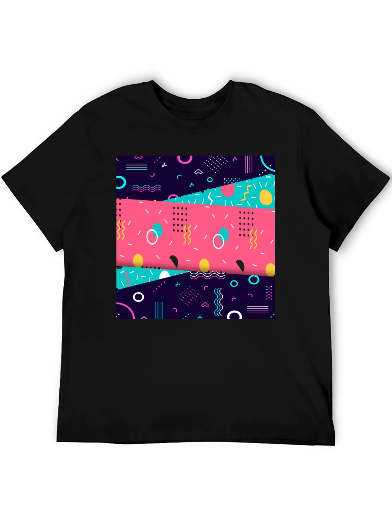 Retro 90s Graphic Tee - Geometric Pattern Shirt