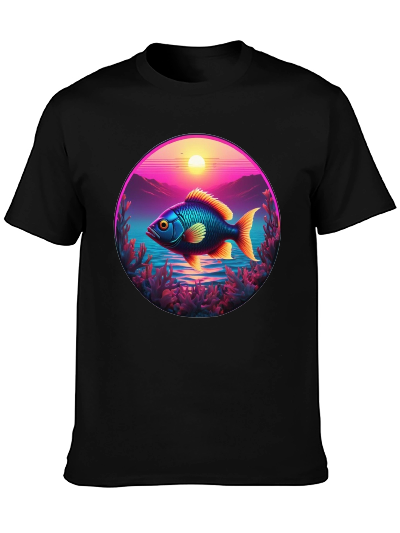 Retro Fish T-Shirt - Sunset Graphic Tee