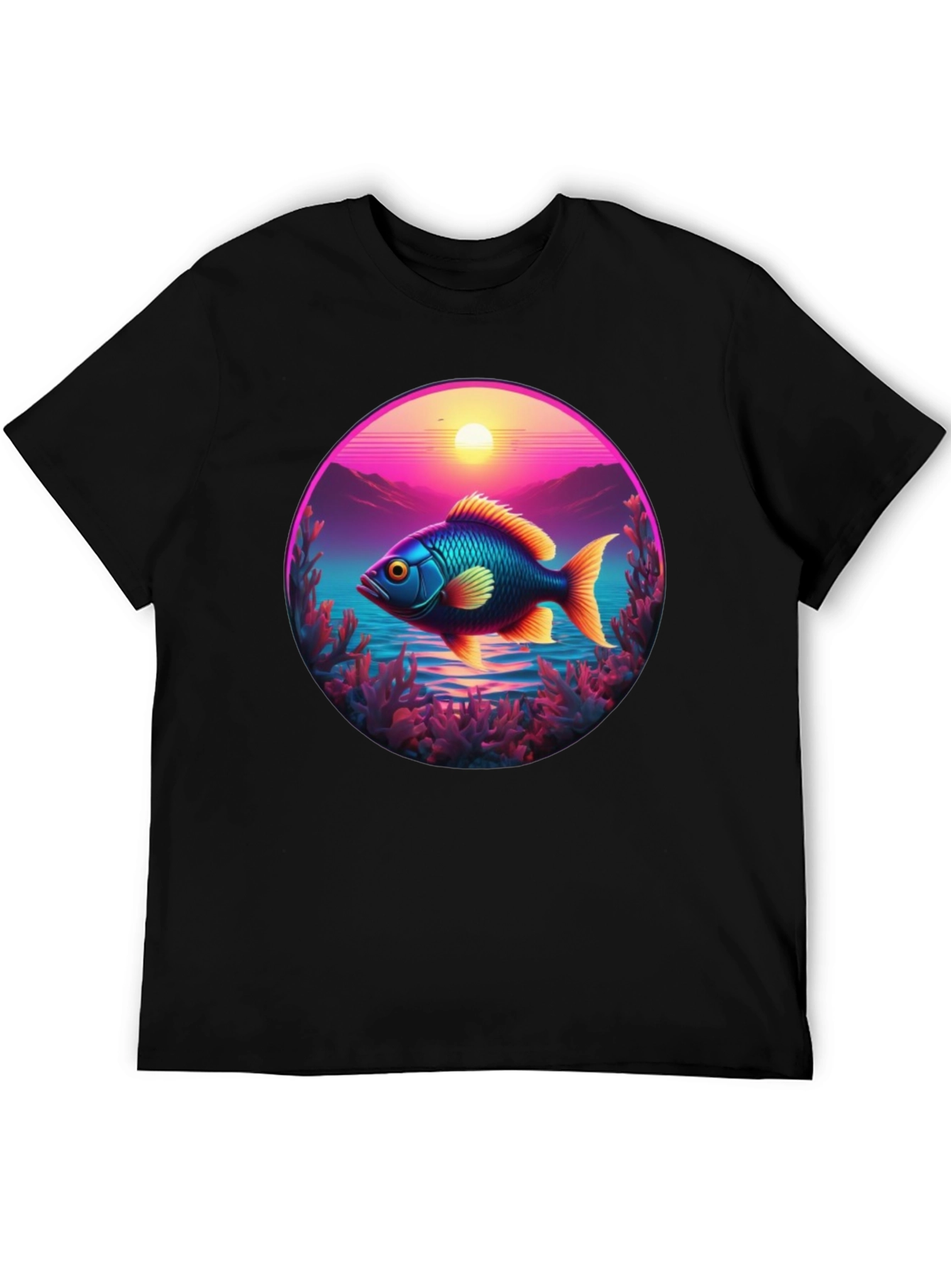 Retro Fish T-Shirt - Sunset Graphic Tee