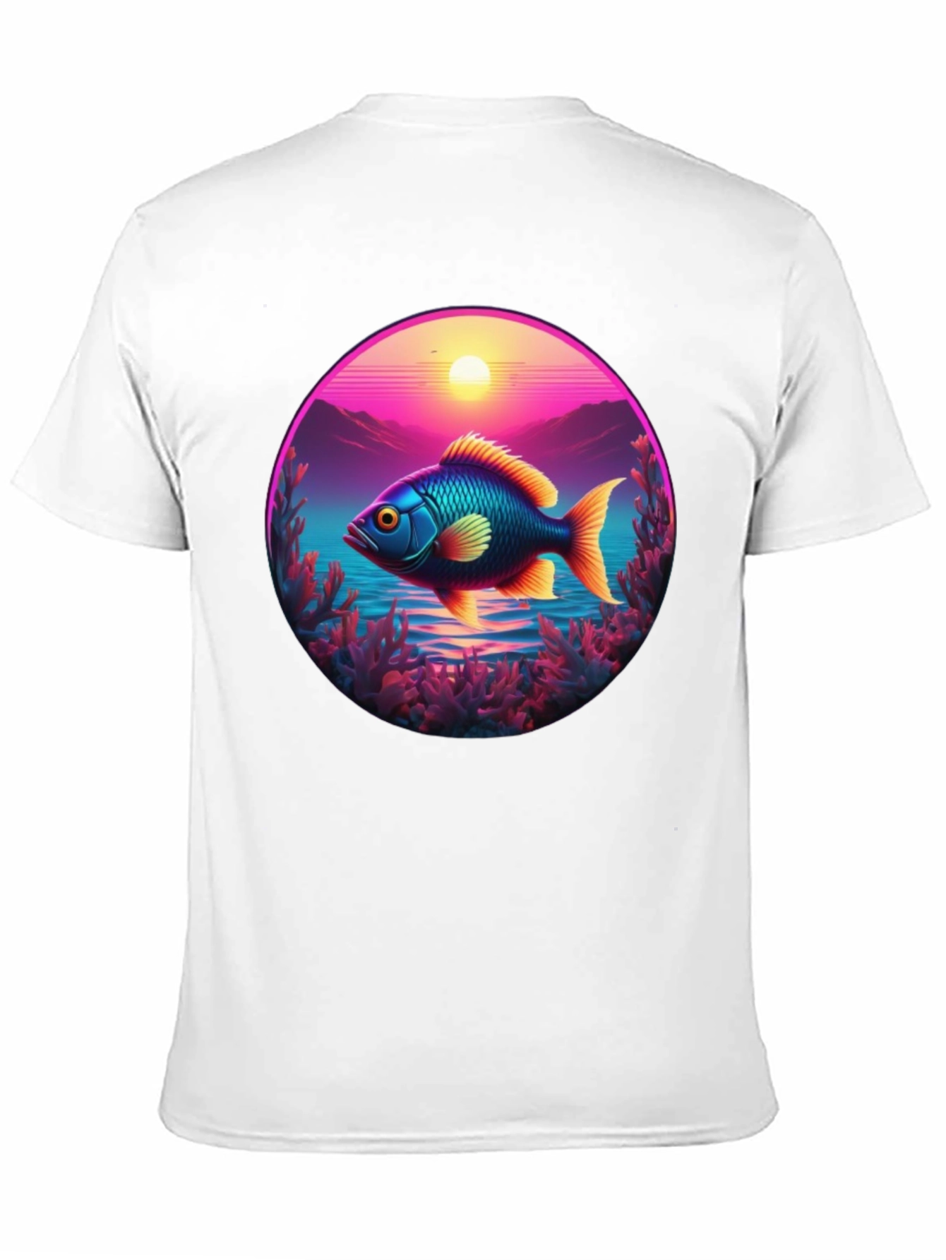 Retro Fish T-Shirt - Sunset Graphic Tee