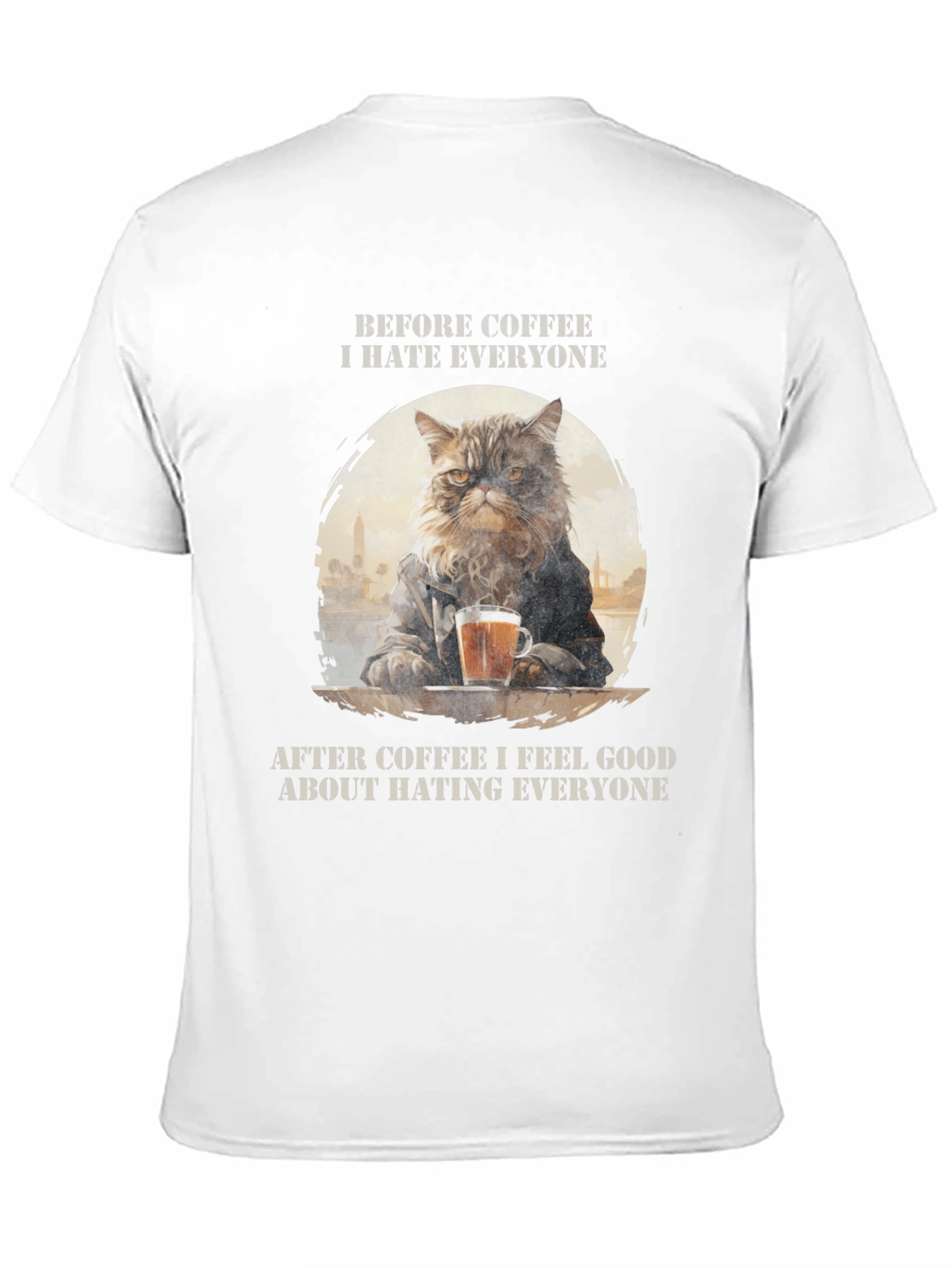 Cat Coffee Lover T-Shirt - Hate Everyone Design